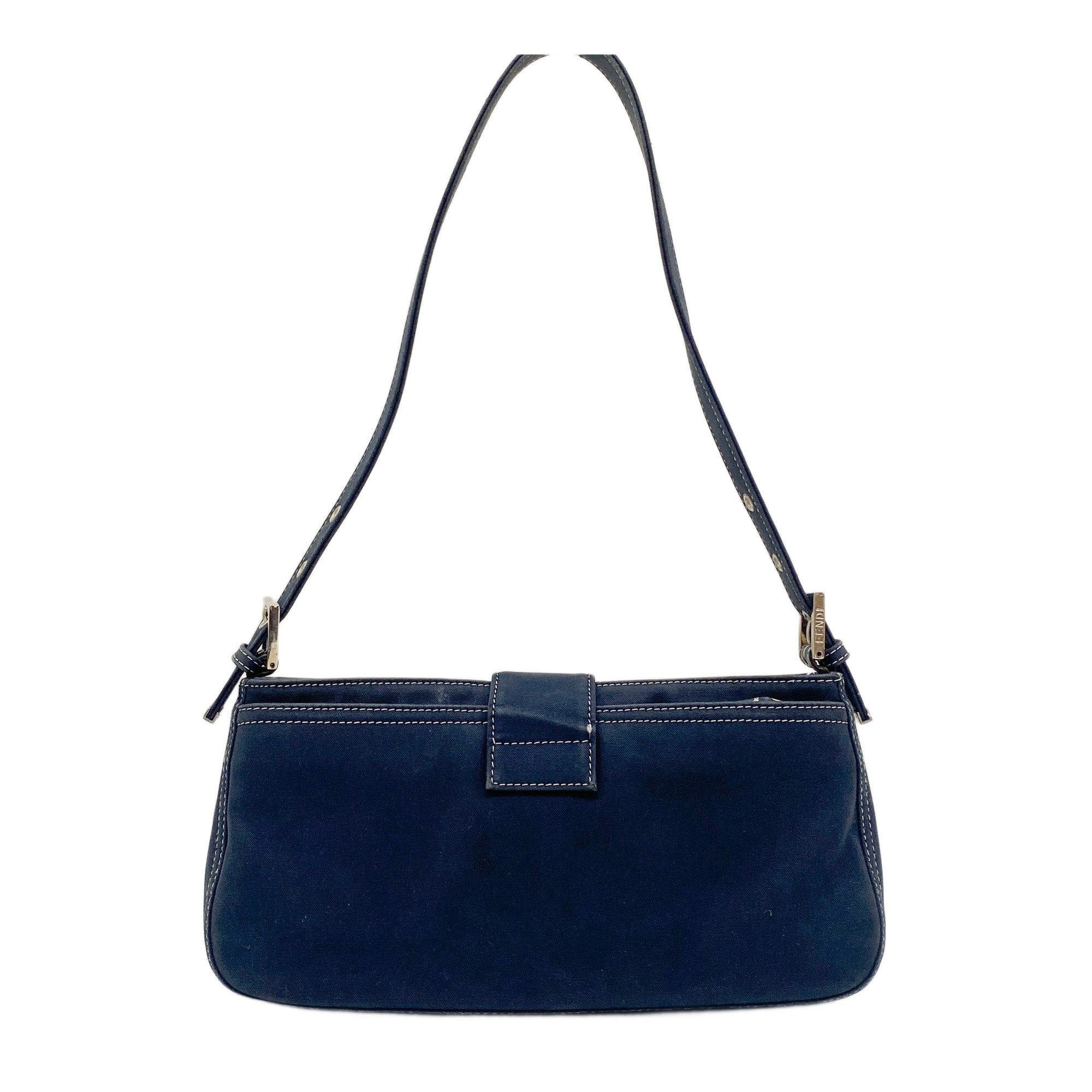 Navy Blue Cotton Shoulder Bag