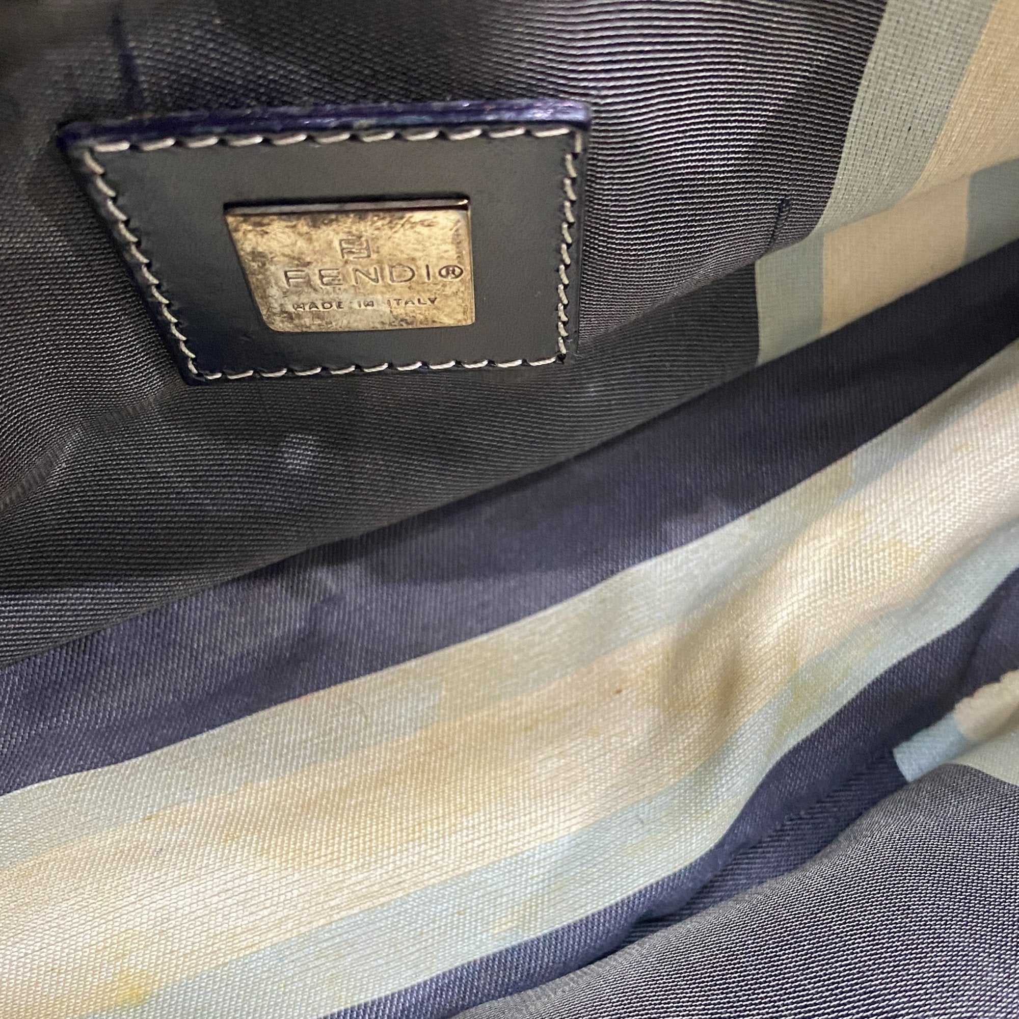 Navy Blue Cotton Shoulder Bag