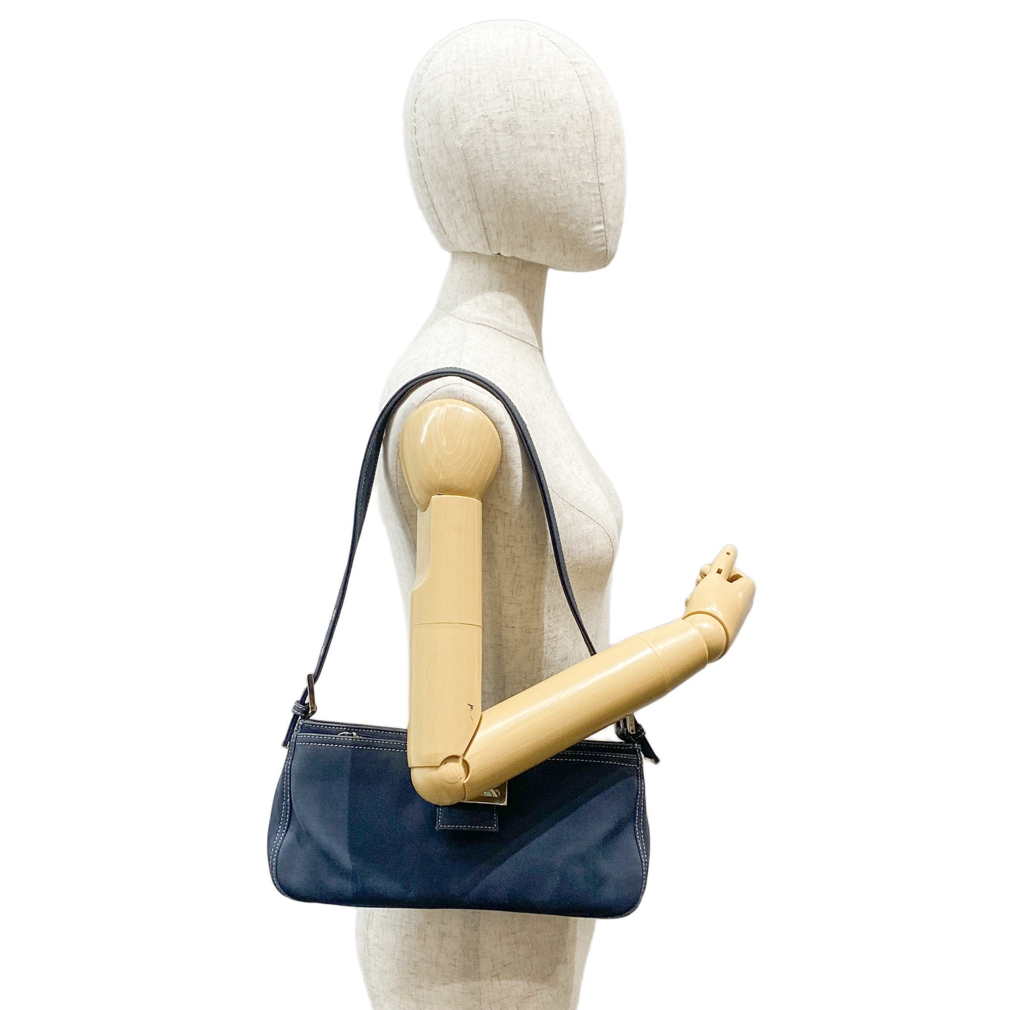 Navy Blue Cotton Shoulder Bag