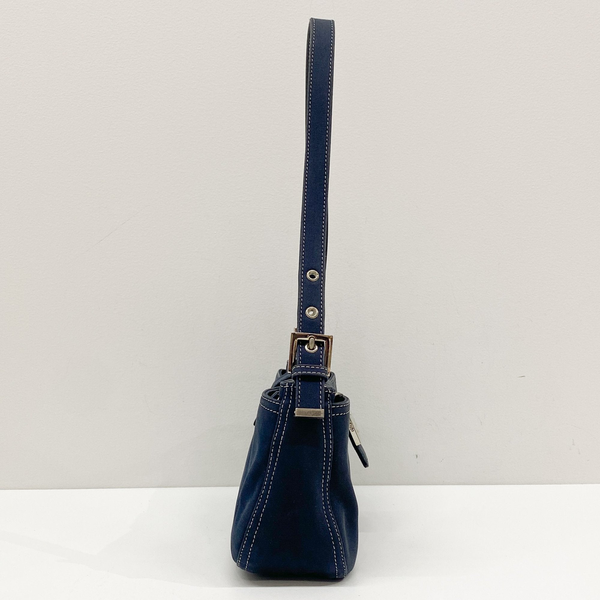 Navy Blue Cotton Shoulder Bag