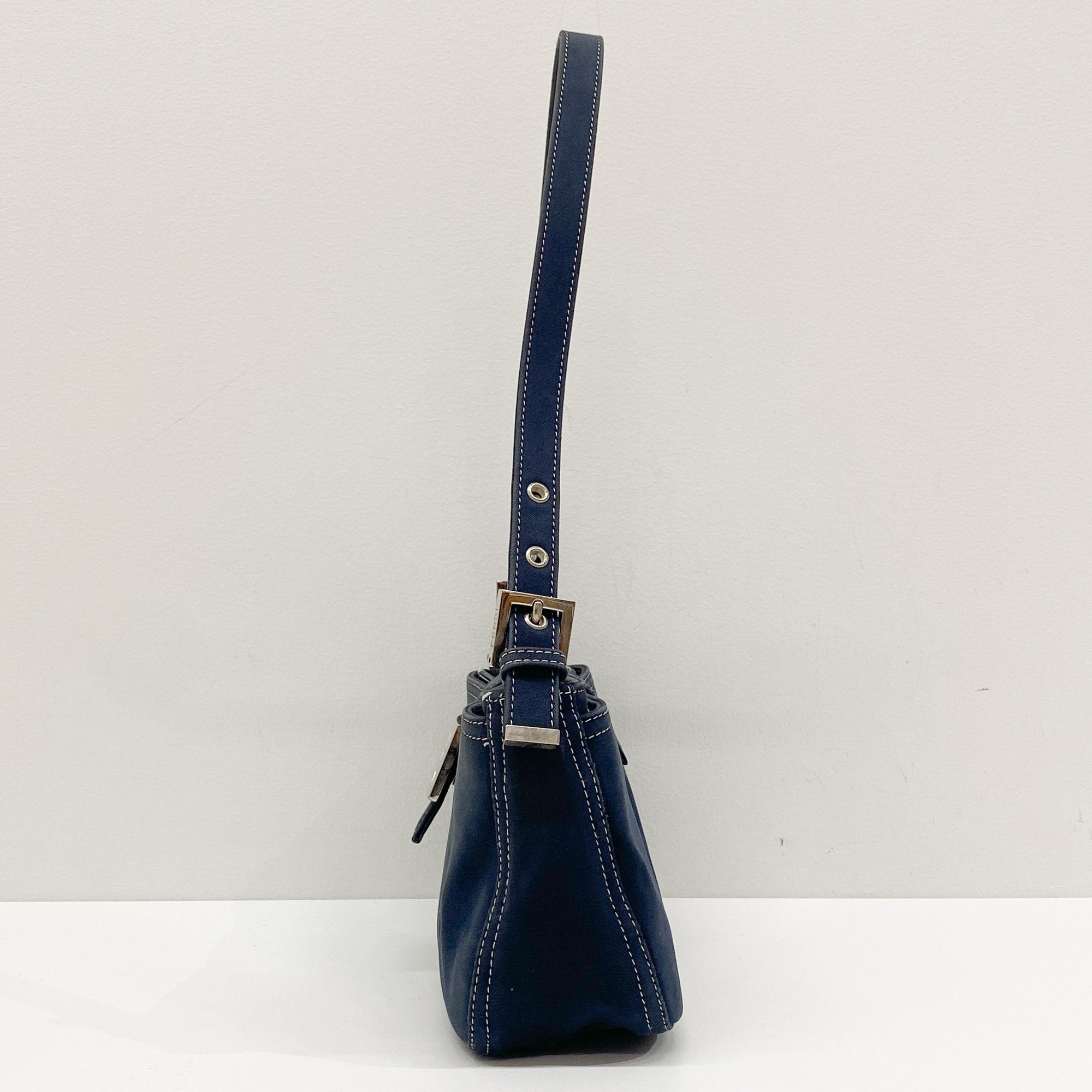Navy Blue Cotton Shoulder Bag