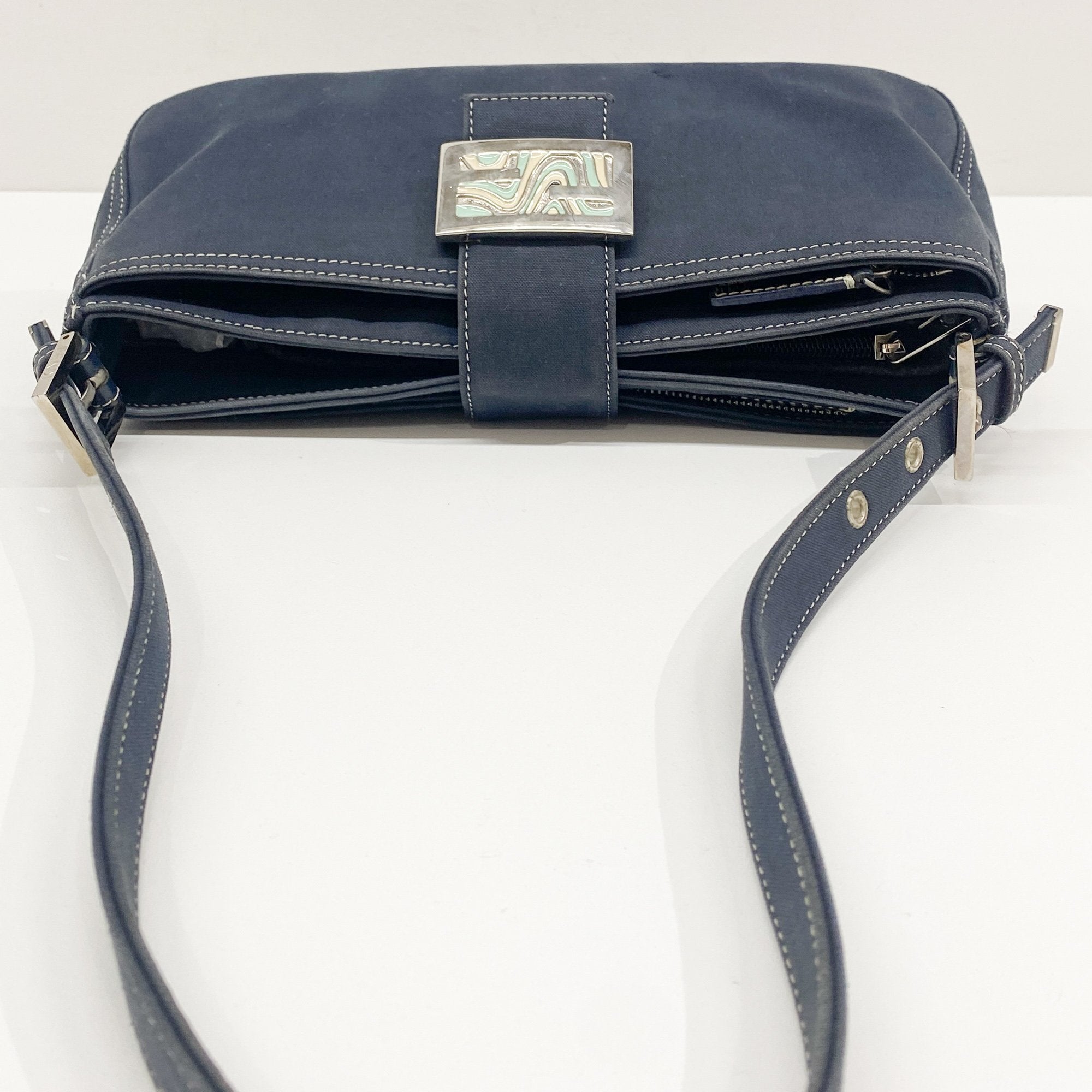 Navy Blue Cotton Shoulder Bag