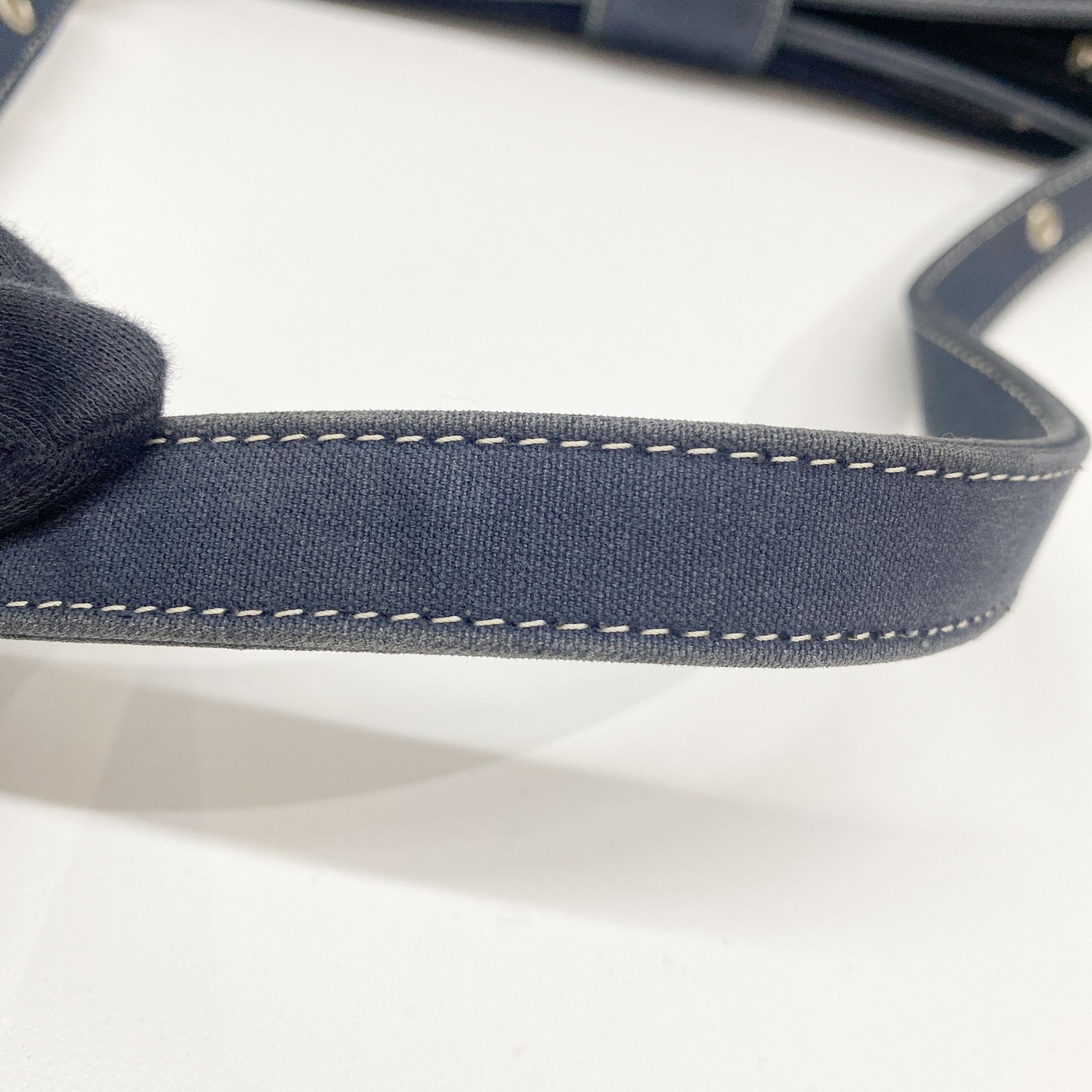Navy Blue Cotton Shoulder Bag