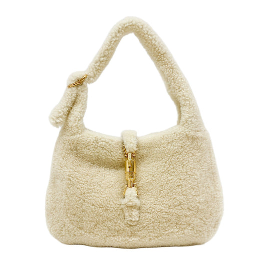 Jackie Beige Fur Shoulder Bag