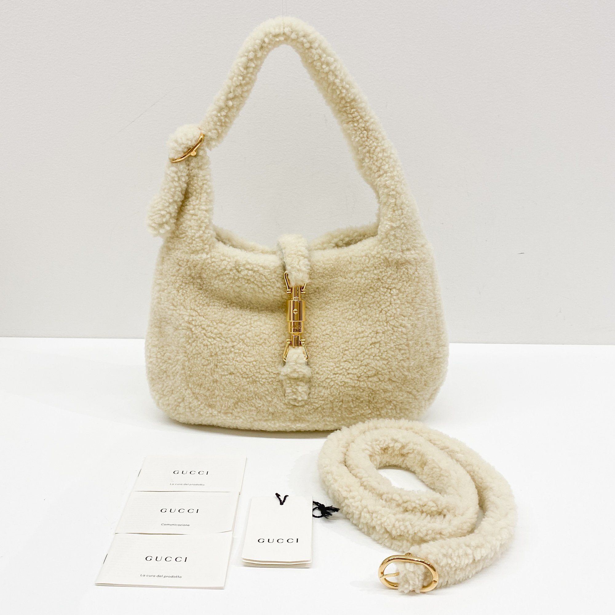 Jackie Beige Fur Shoulder Bag