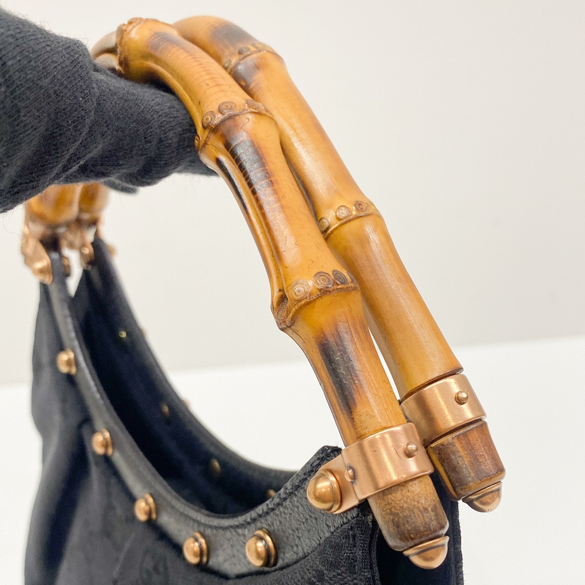 Bamboo Black GG Canvas Hand Bag