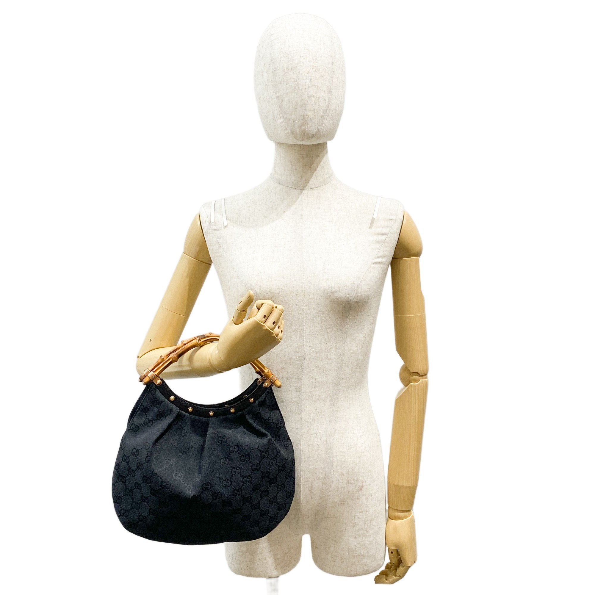 Bamboo Black GG Canvas Hand Bag