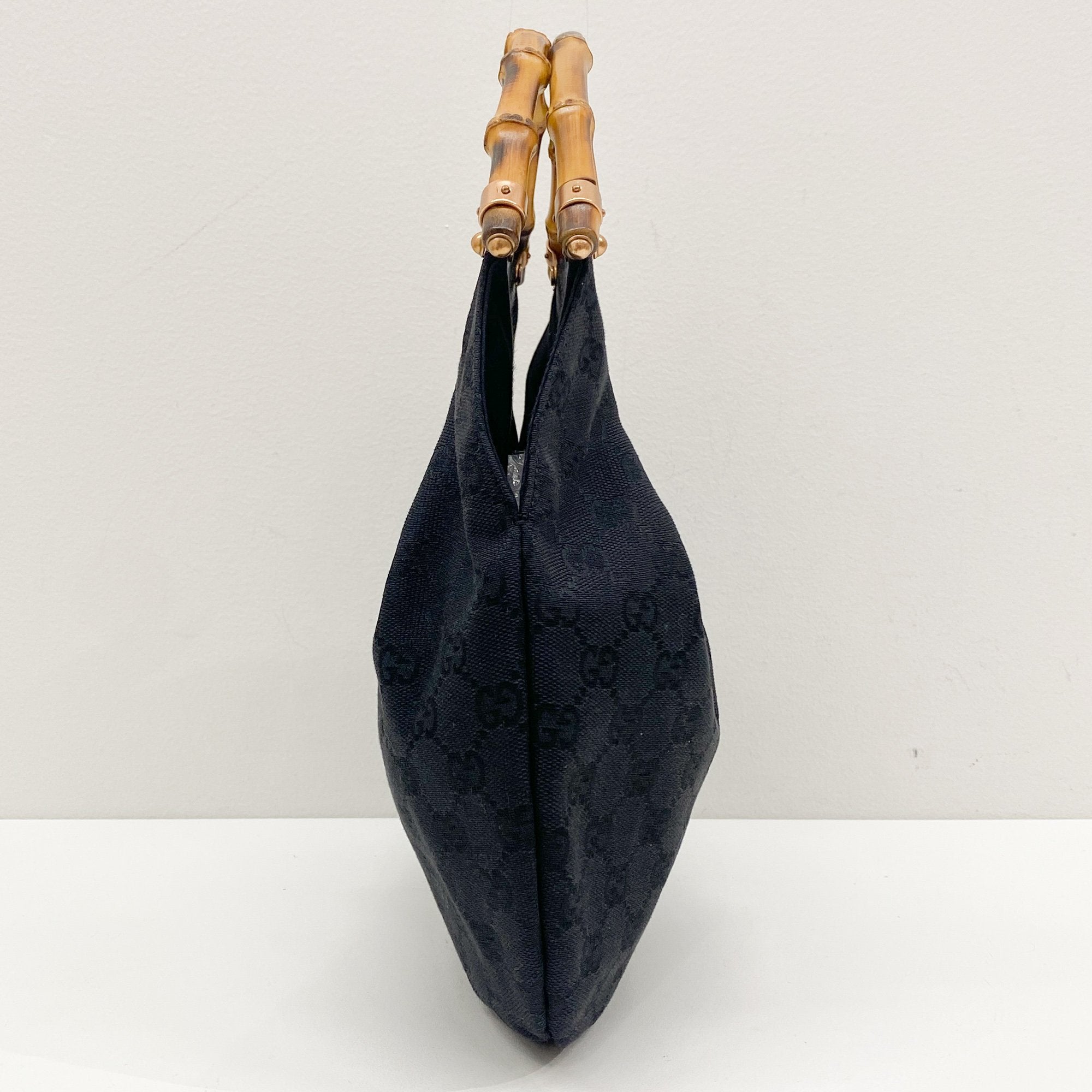 Bamboo Black GG Canvas Hand Bag