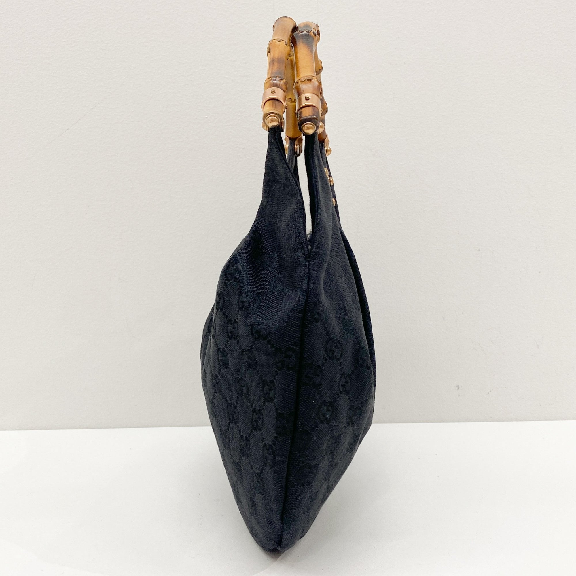 Bamboo Black GG Canvas Hand Bag