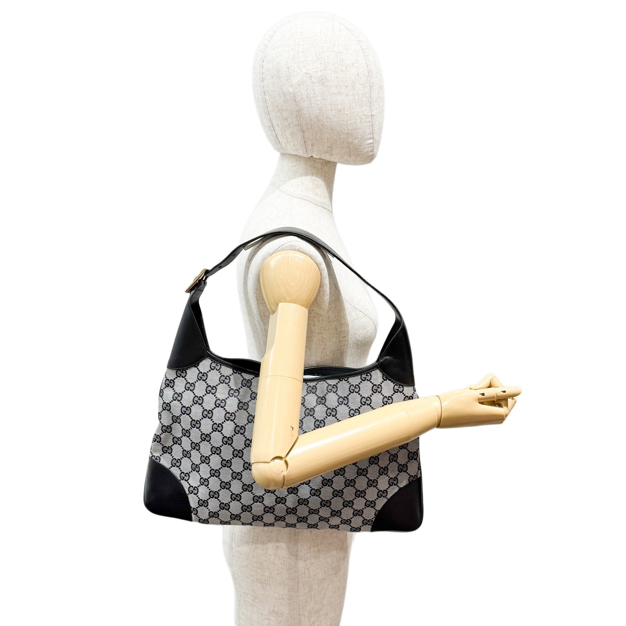 Jackie Grey GG Canvas Shoulder Bag