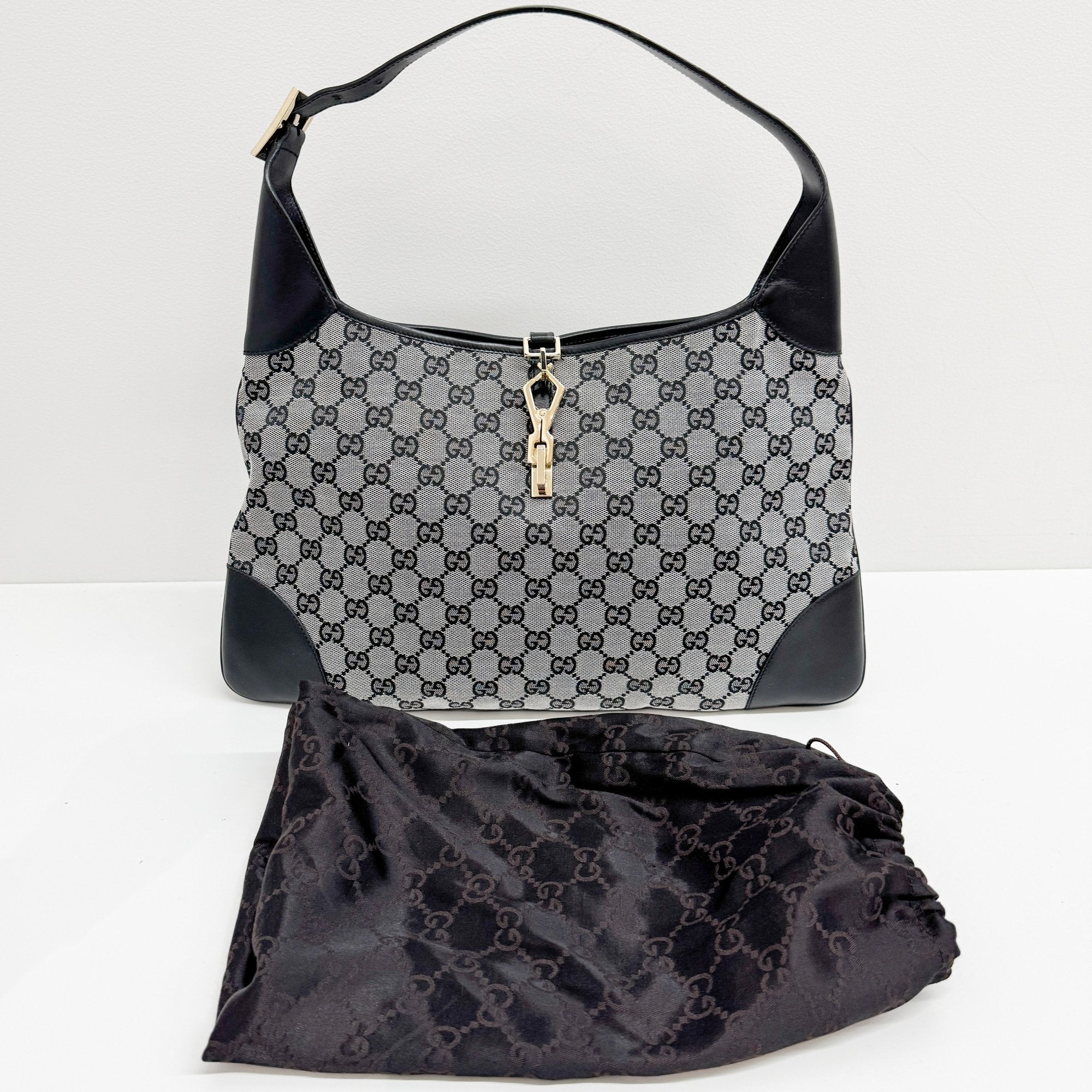 Jackie Grey GG Canvas Shoulder Bag