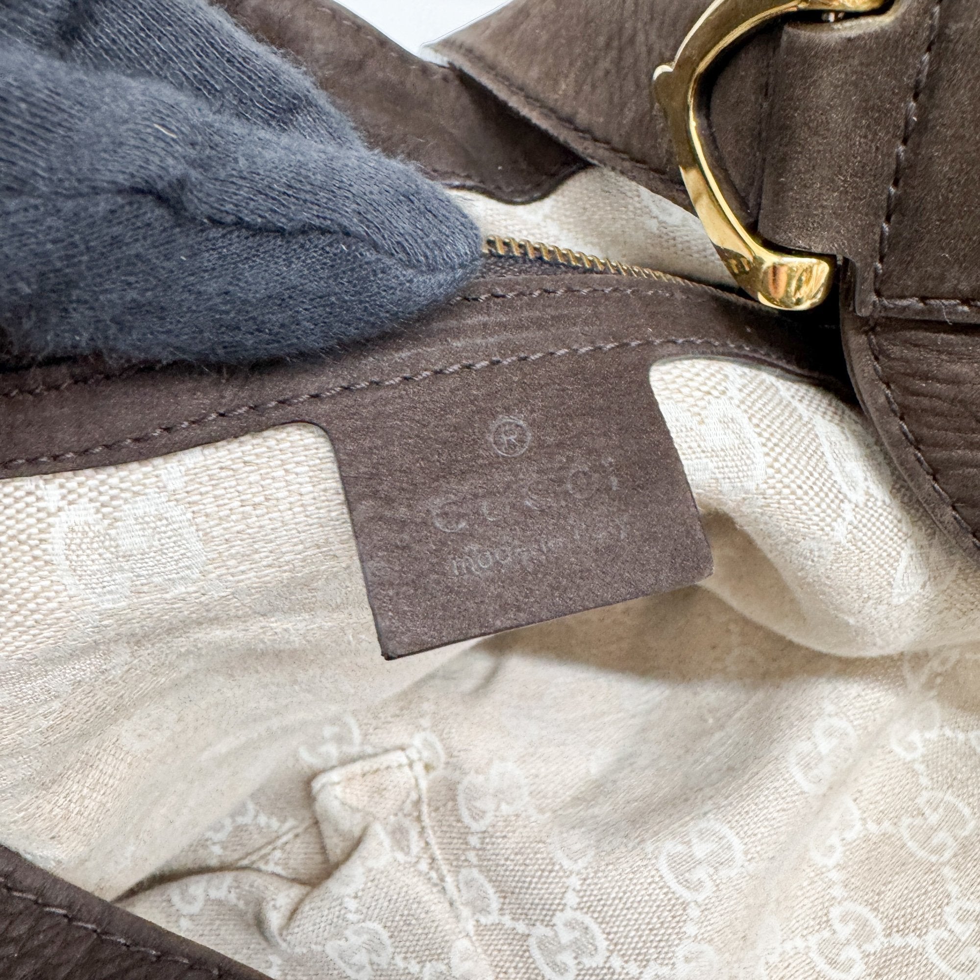 Stirrup Dark Brown Nubuck Leather Shoulder Bag