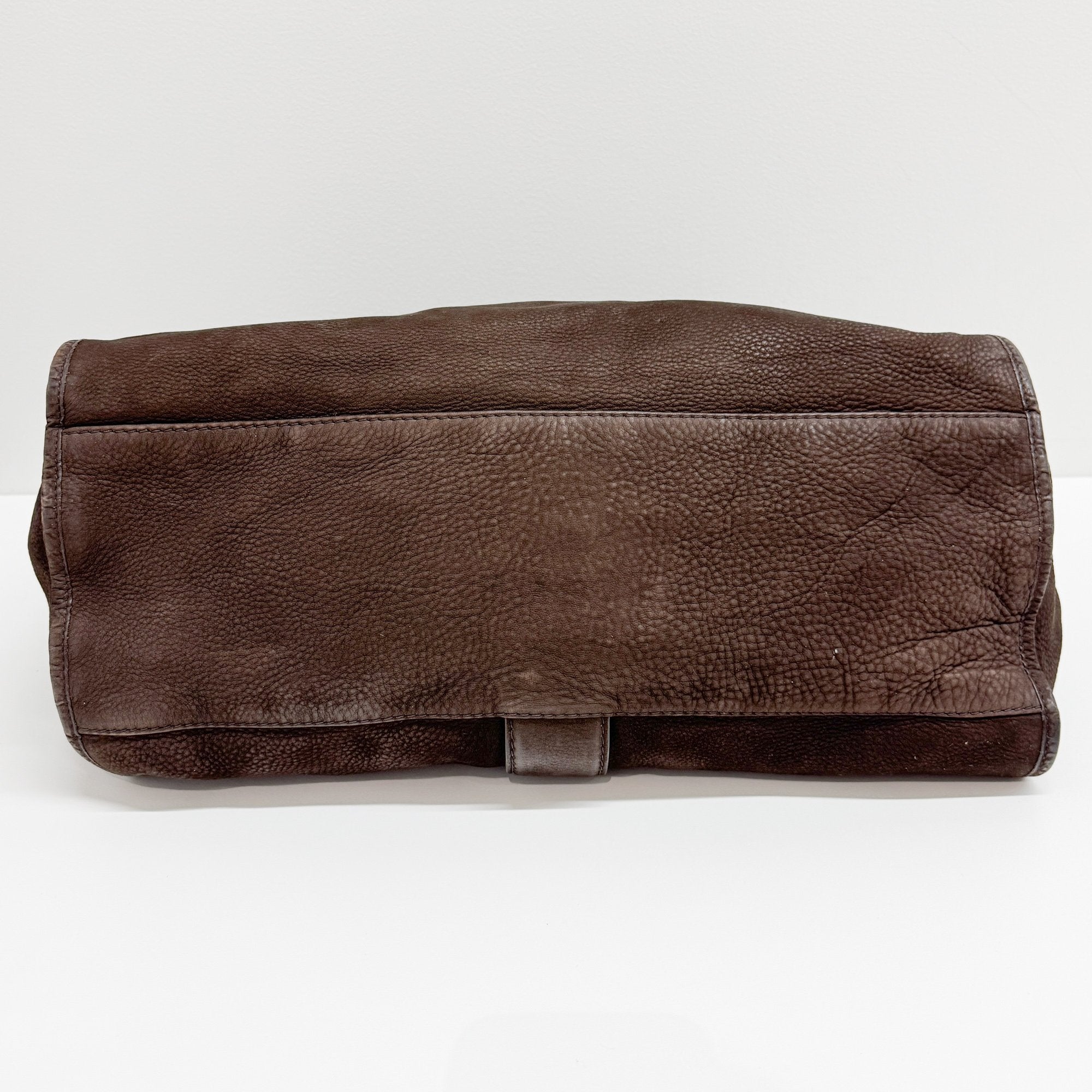 Stirrup Dark Brown Nubuck Leather Shoulder Bag