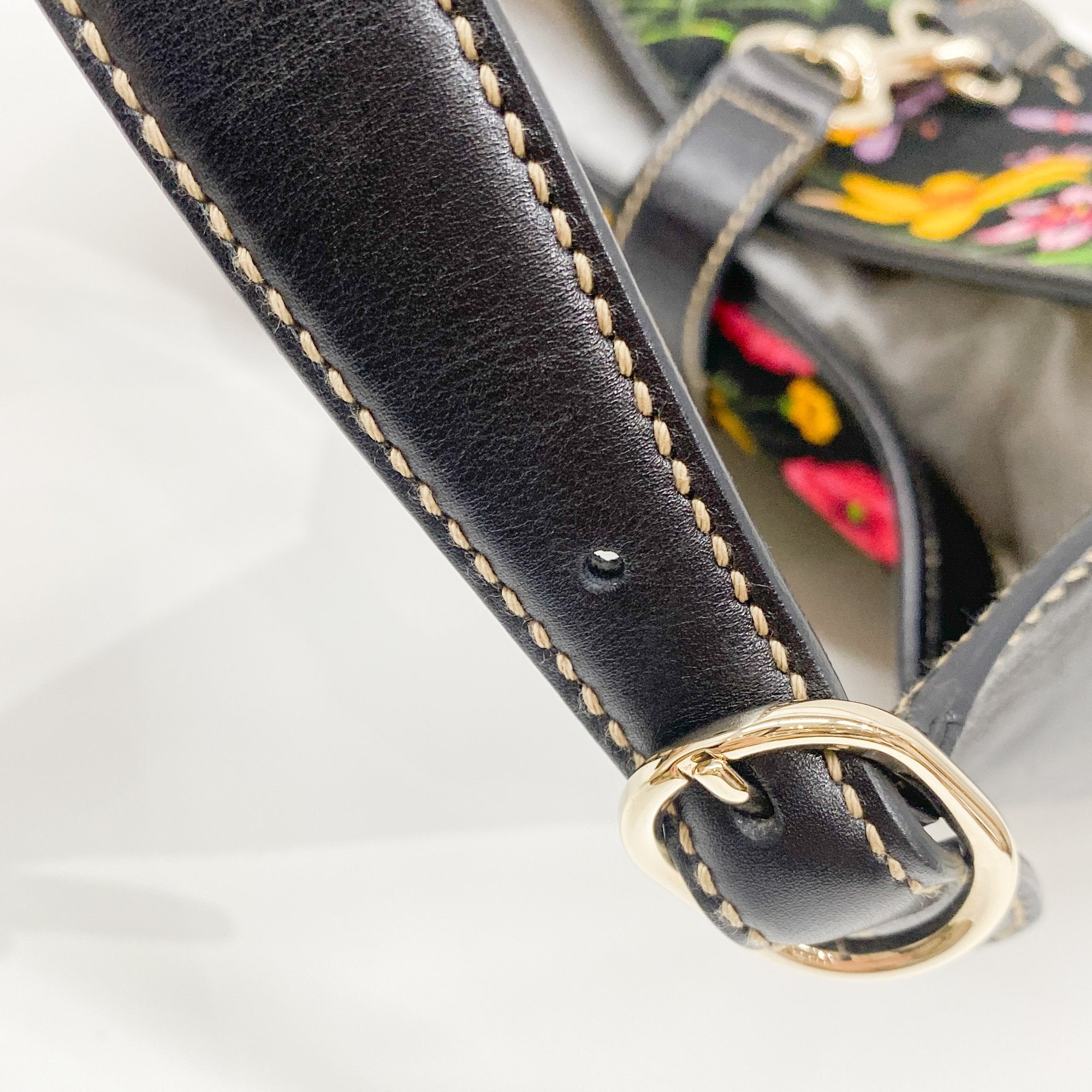 Jacki Floral Black Canvas Shoulder Bag