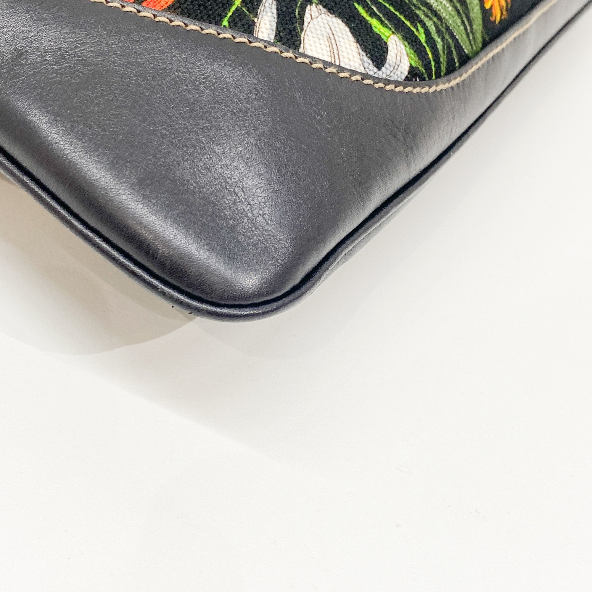 Jacki Floral Black Canvas Shoulder Bag