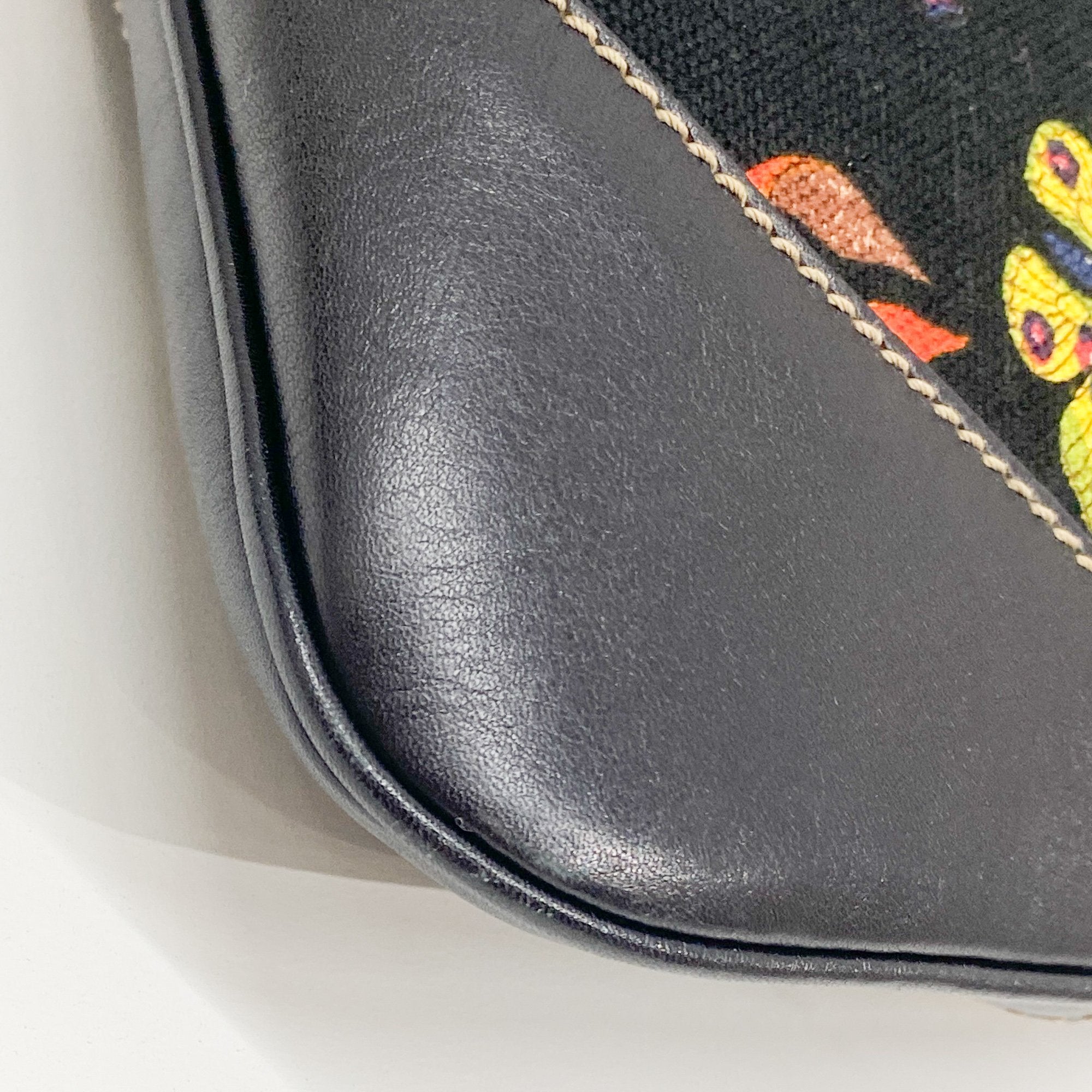 Jacki Floral Black Canvas Shoulder Bag