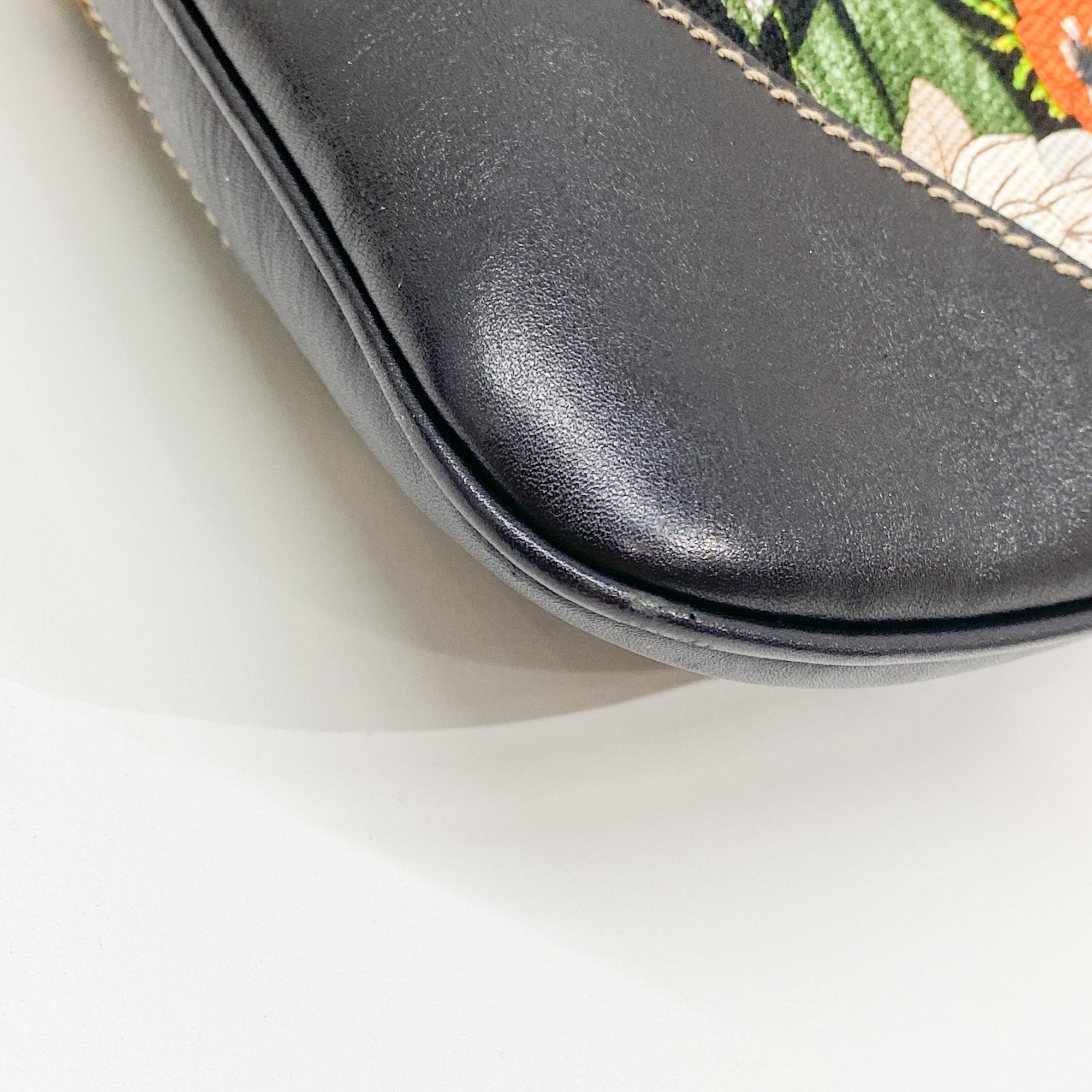 Jacki Floral Black Canvas Shoulder Bag