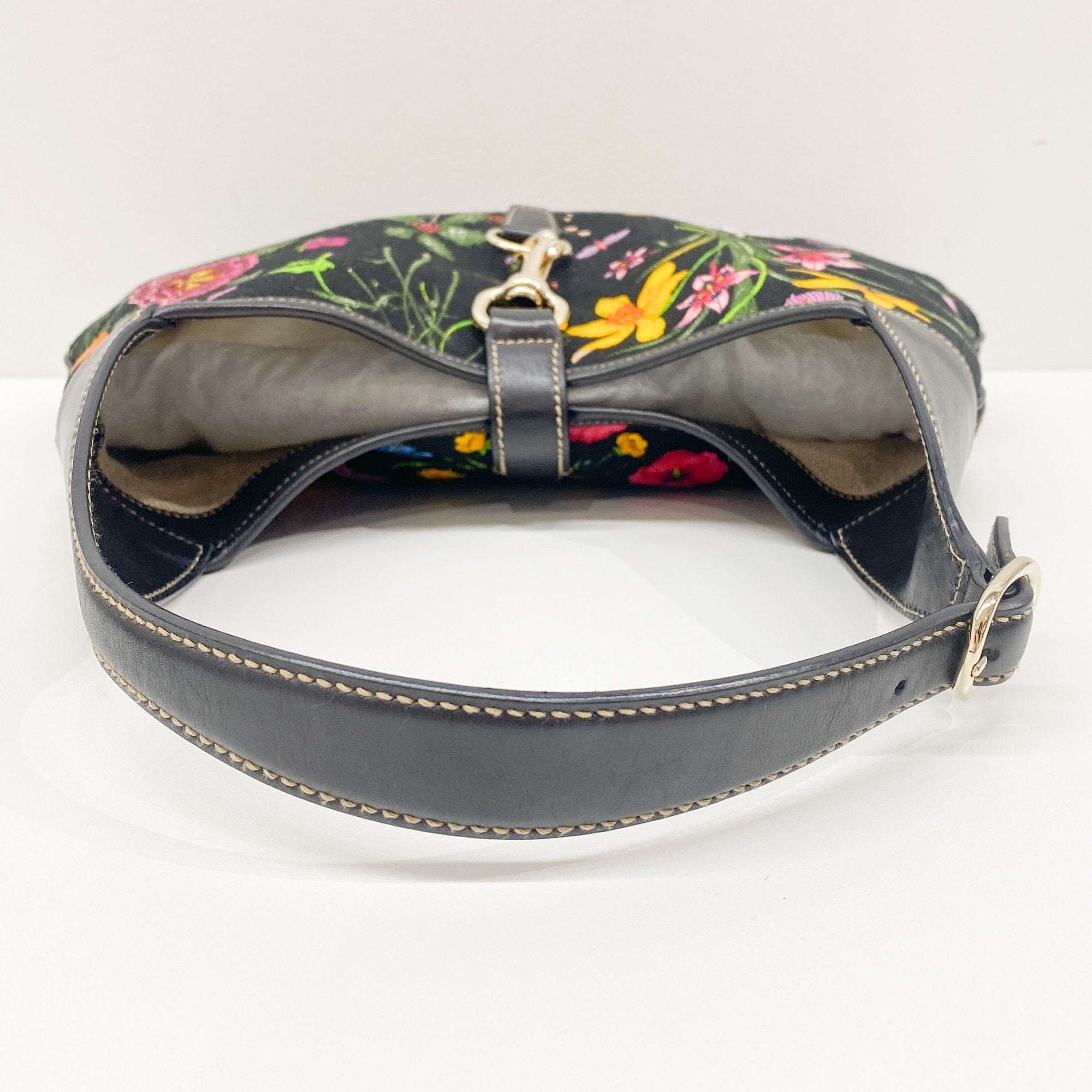 Jacki Floral Black Canvas Shoulder Bag