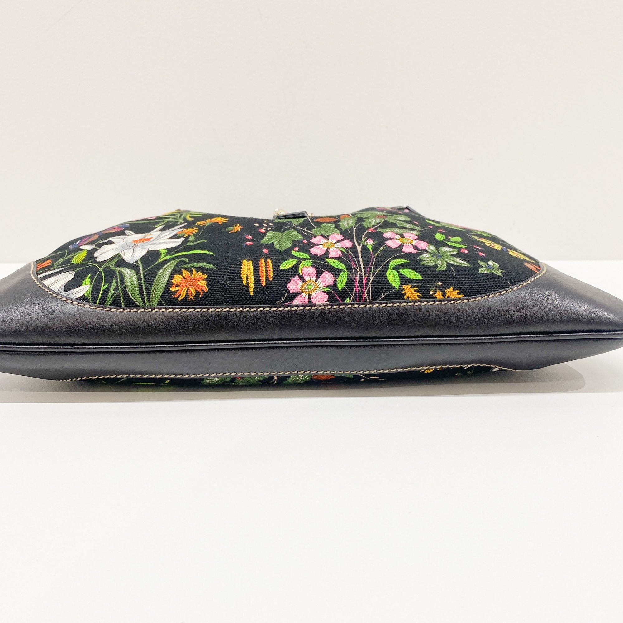 Jacki Floral Black Canvas Shoulder Bag