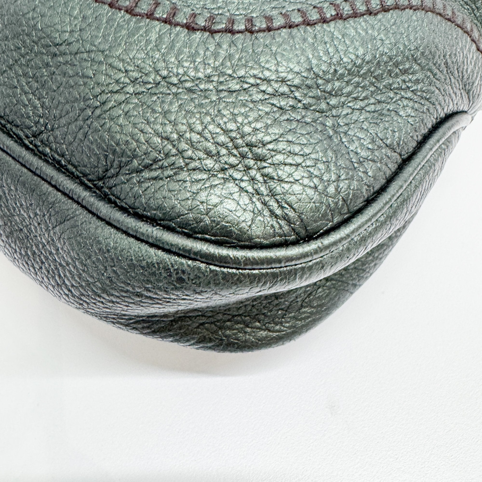 Jackie Deep Green Metallic Leather Shoulder Bag