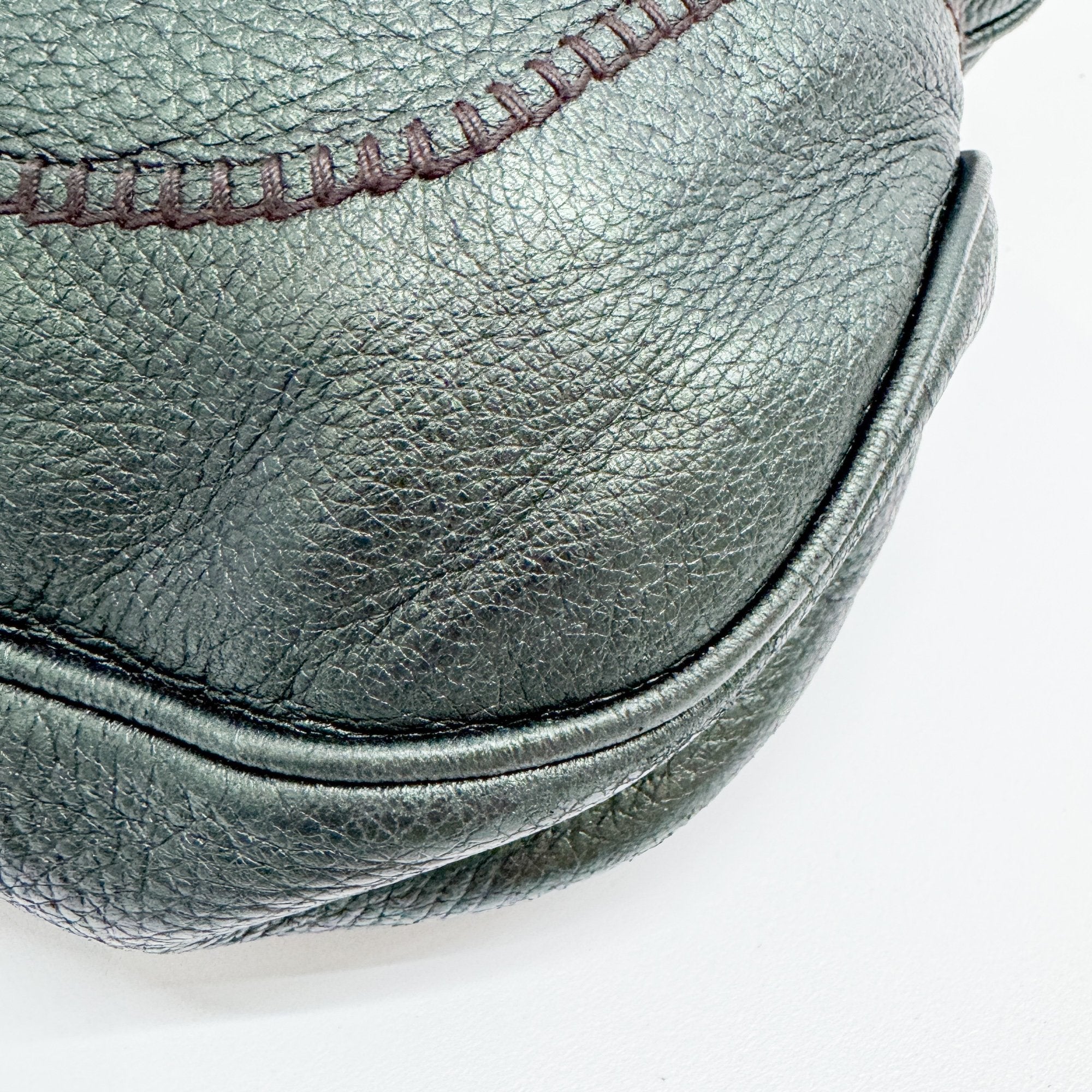 Jackie Deep Green Metallic Leather Shoulder Bag