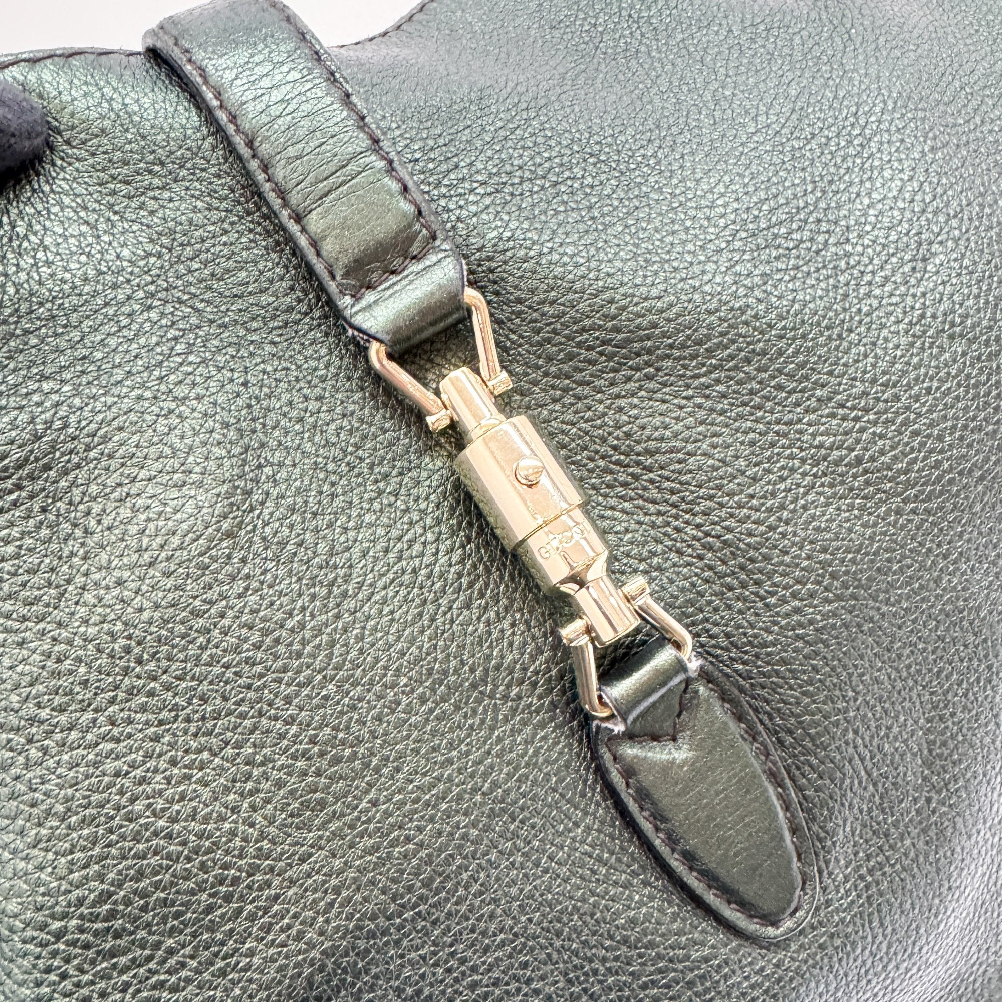 Jackie Deep Green Metallic Leather Shoulder Bag