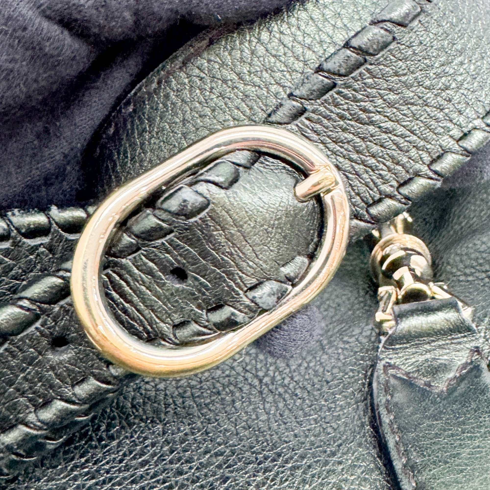 Jackie Deep Green Metallic Leather Shoulder Bag