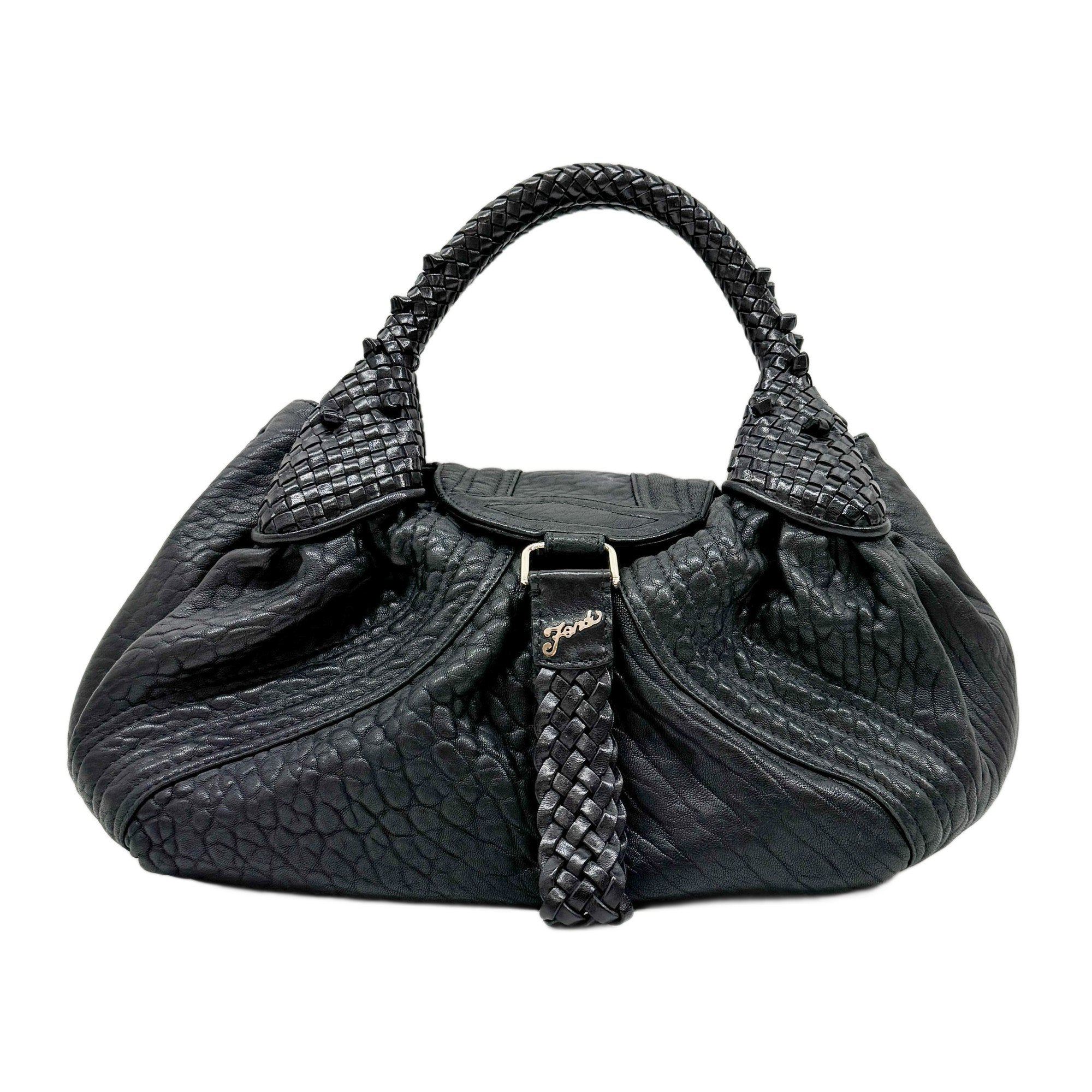 Spy Black Leather Hand Bag