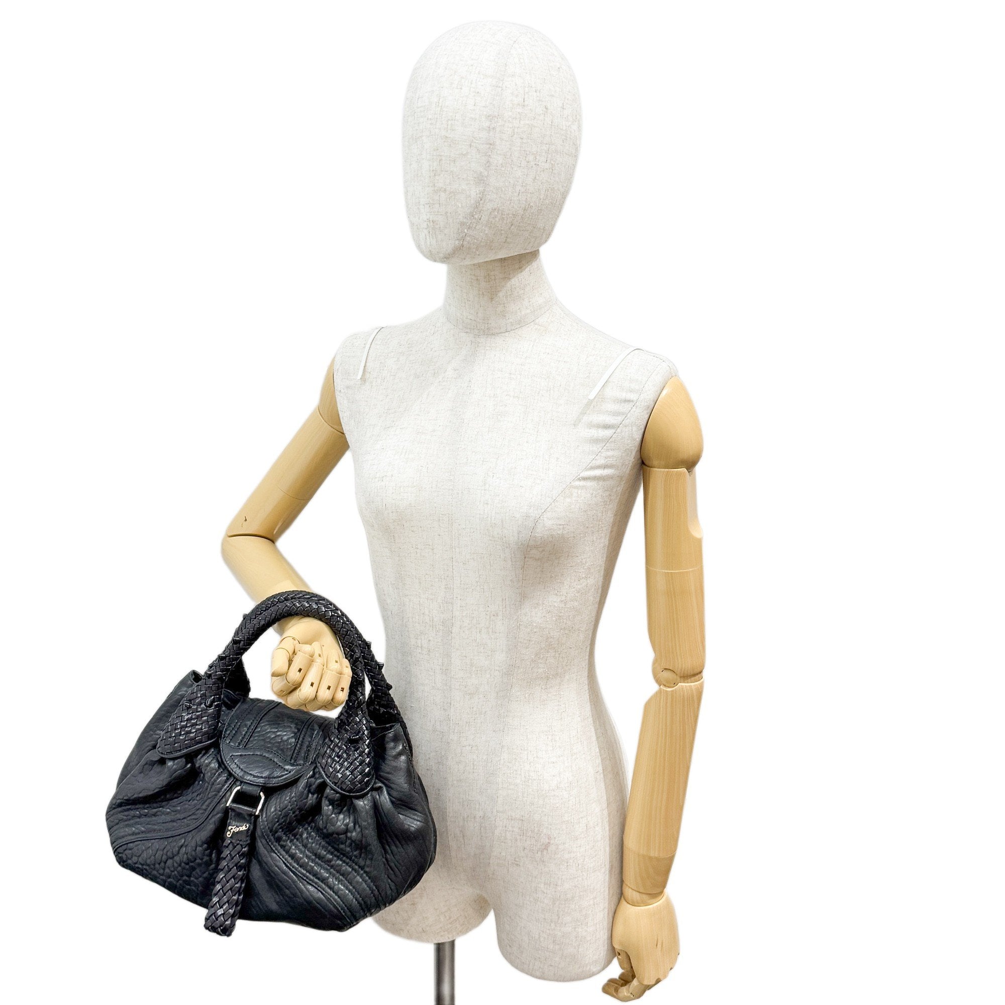 Spy Black Leather Hand Bag