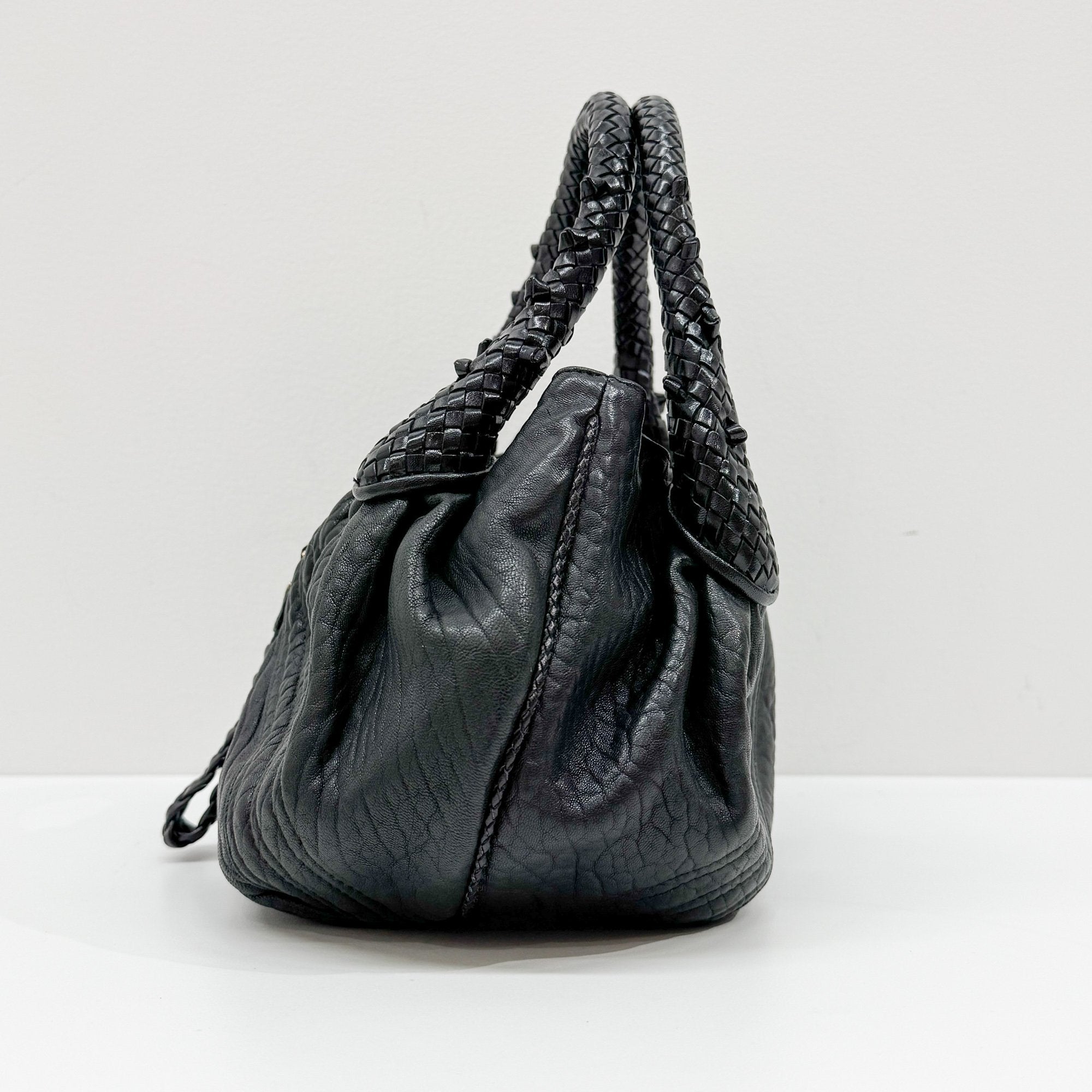 Spy Black Leather Hand Bag