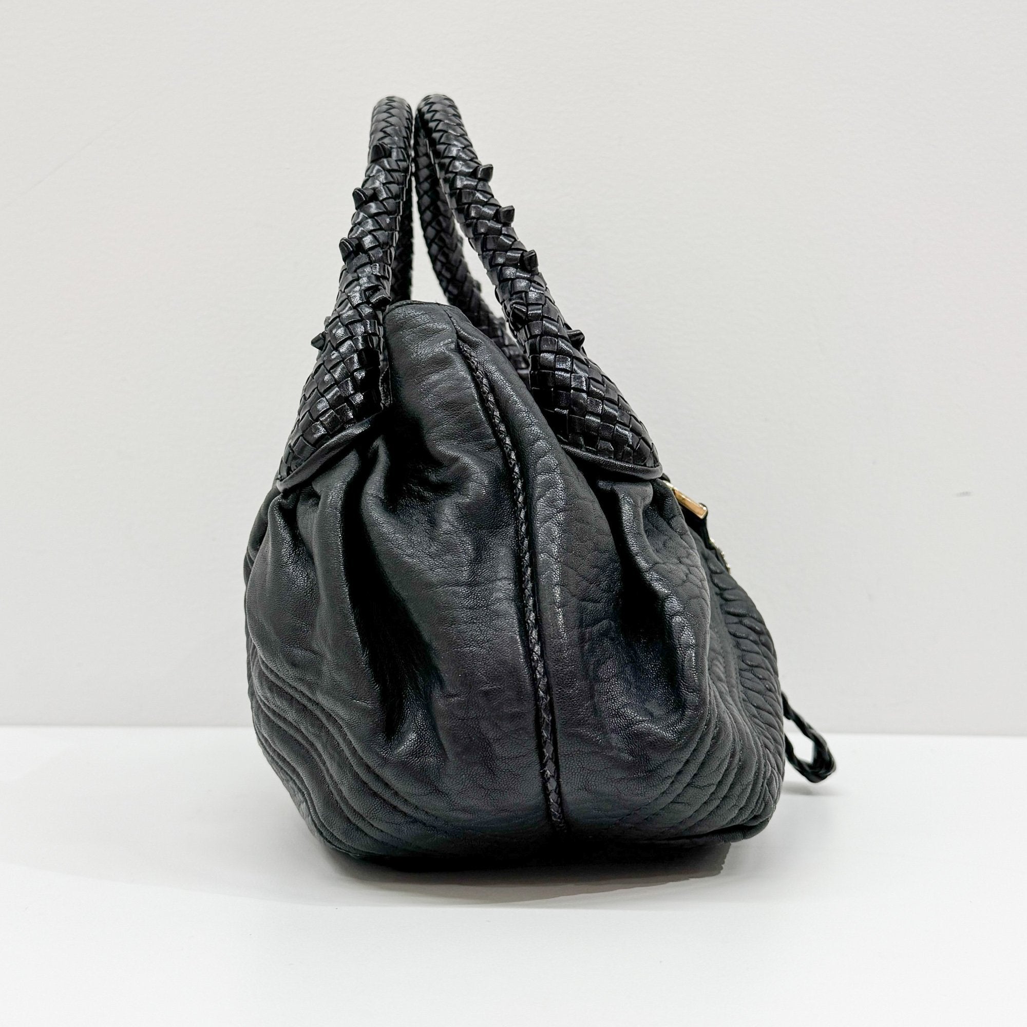 Spy Black Leather Hand Bag