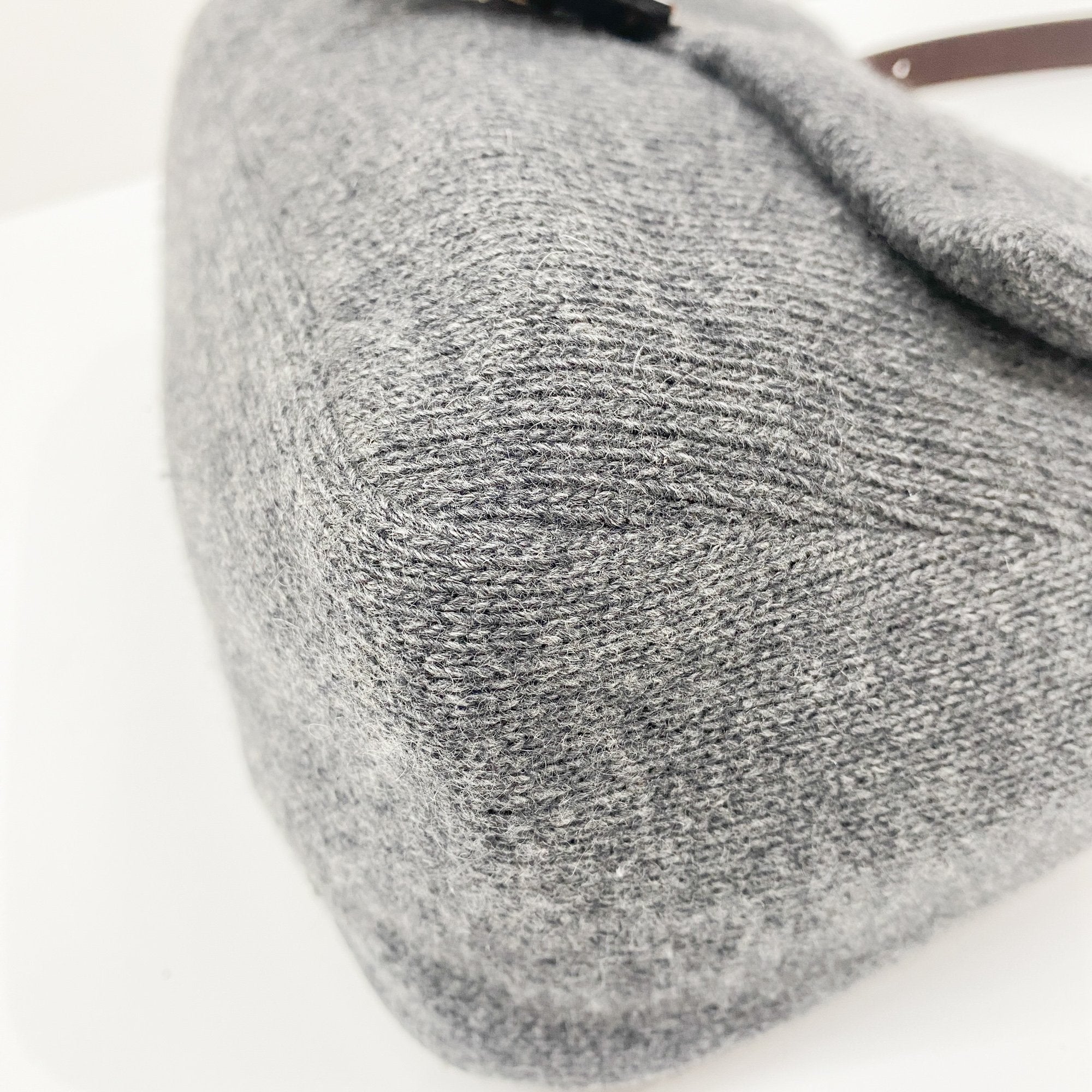 Mamma Baguette Grey Wool Shoulder Bag