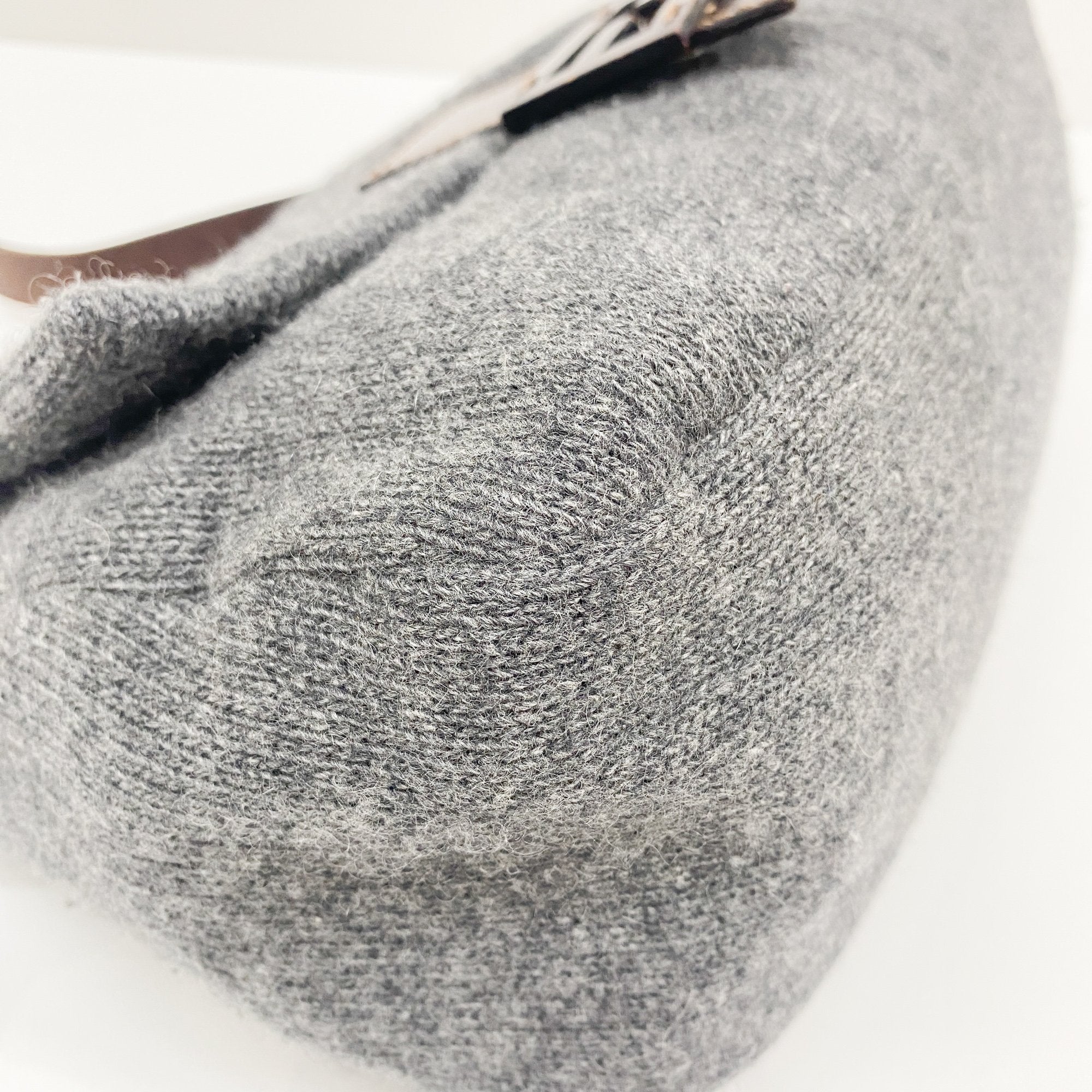 Mamma Baguette Grey Wool Shoulder Bag