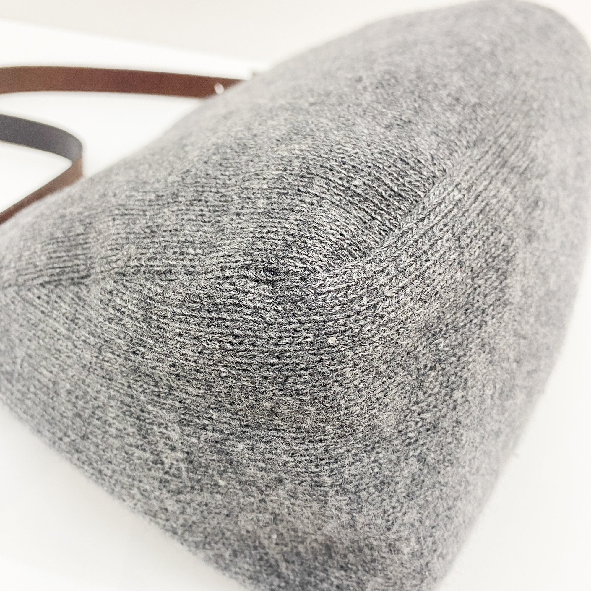Mamma Baguette Grey Wool Shoulder Bag