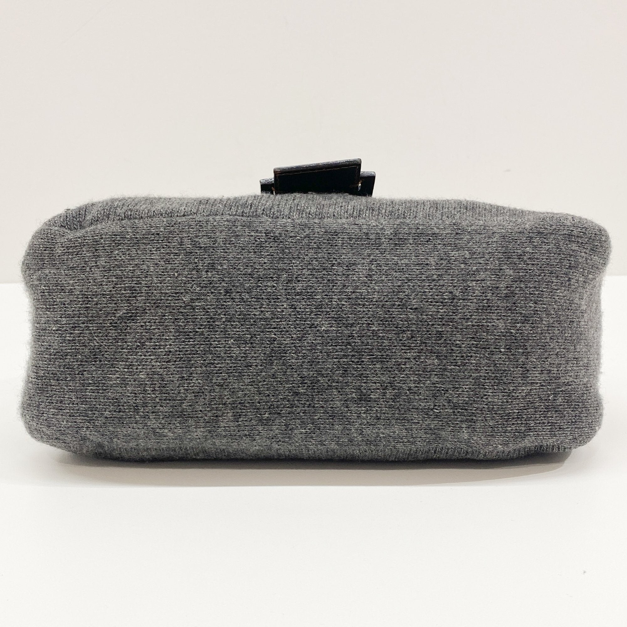 Mamma Baguette Grey Wool Shoulder Bag
