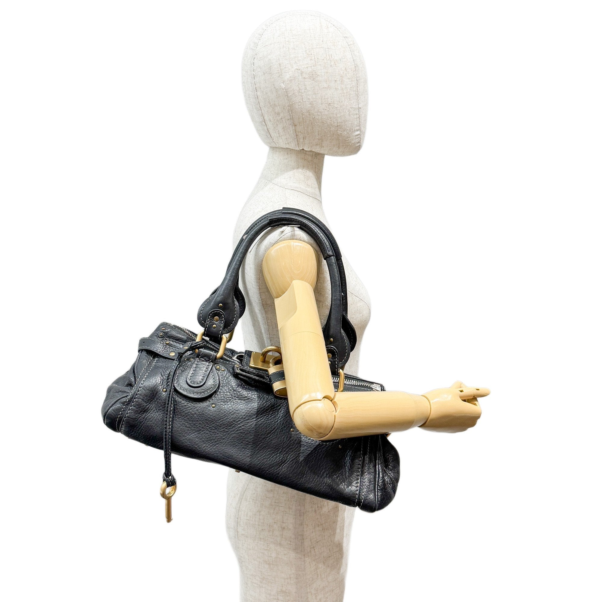 Paddington Black Leather Shoulder Bag