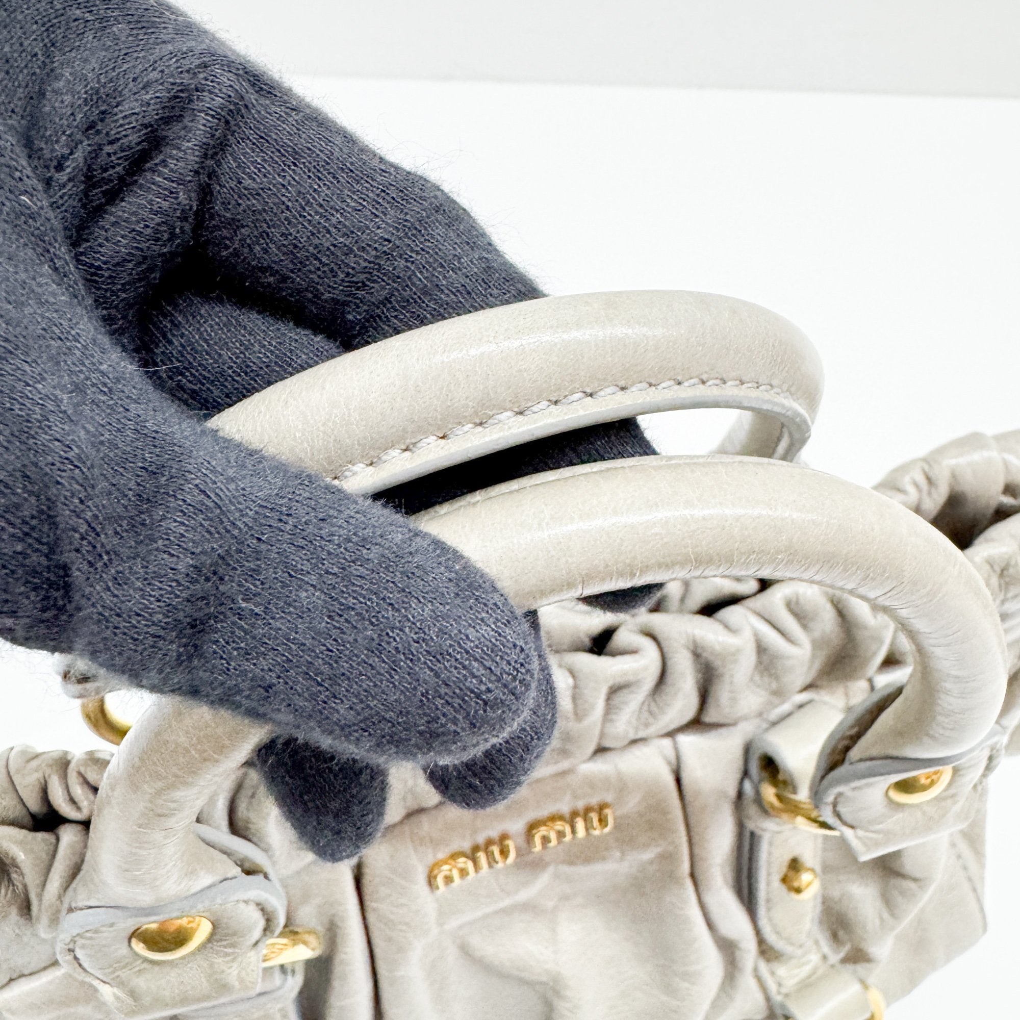 Mini Vitello Sage Green Leather Two Way Bag