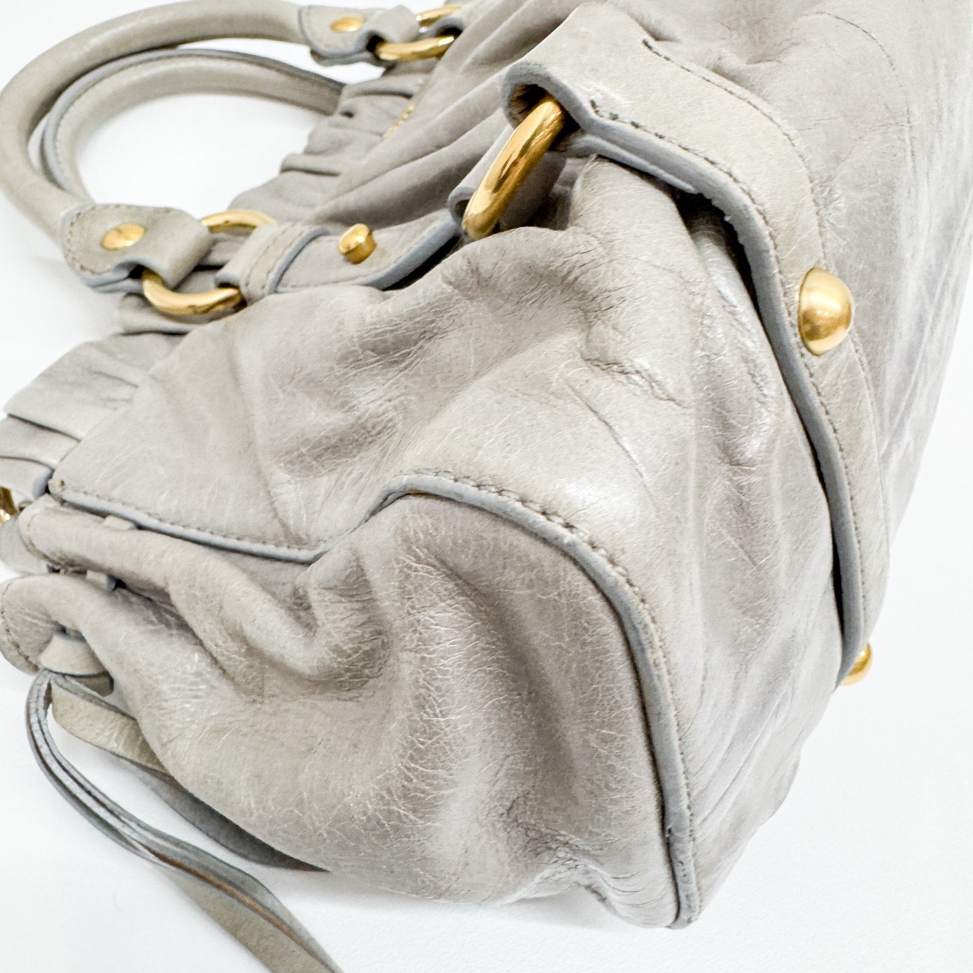 Mini Vitello Sage Green Leather Two Way Bag