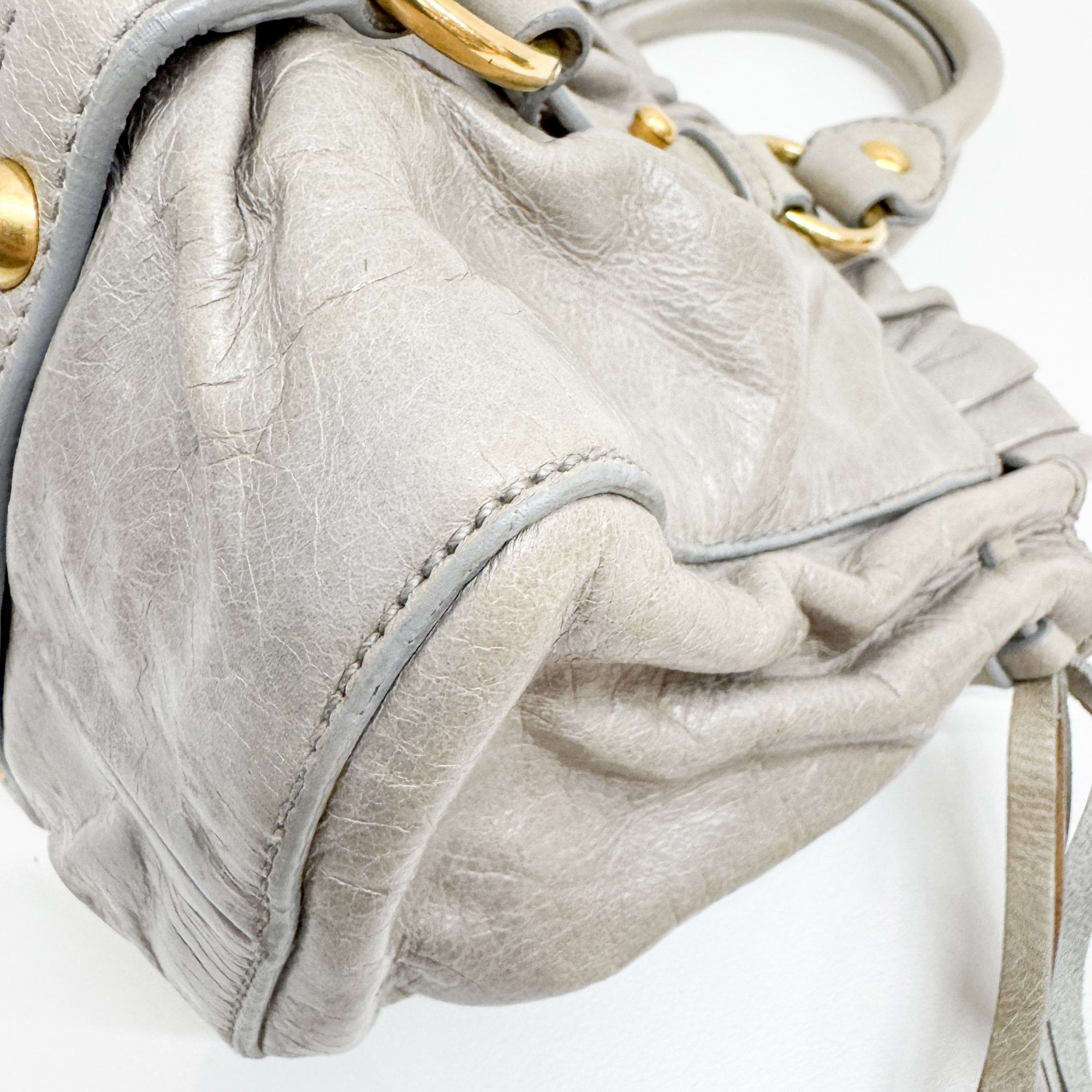 Mini Vitello Sage Green Leather Two Way Bag