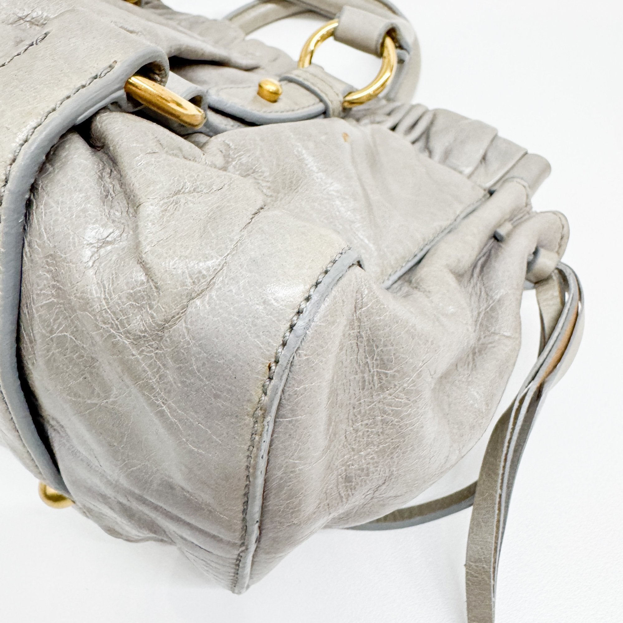 Mini Vitello Sage Green Leather Two Way Bag