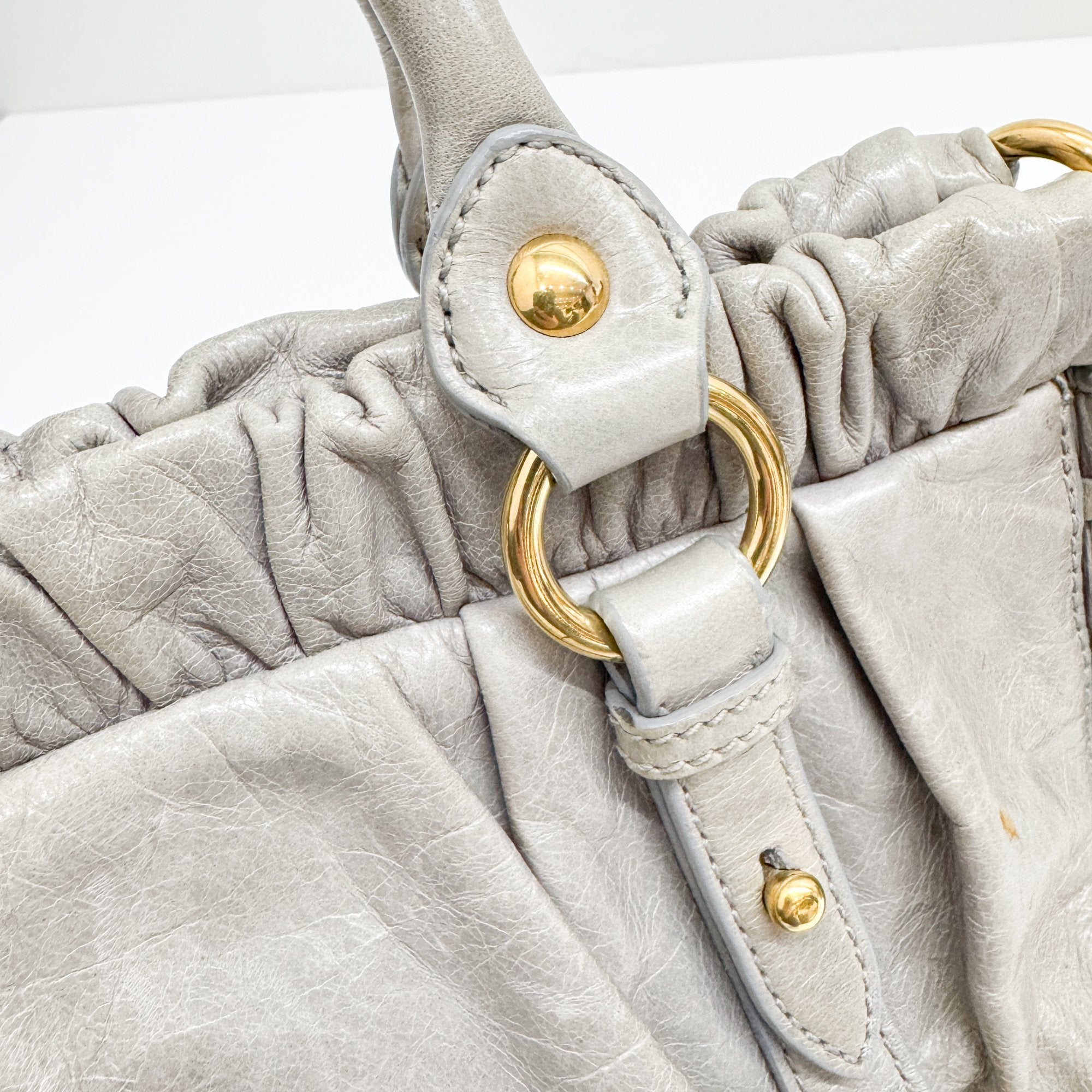 Mini Vitello Sage Green Leather Two Way Bag