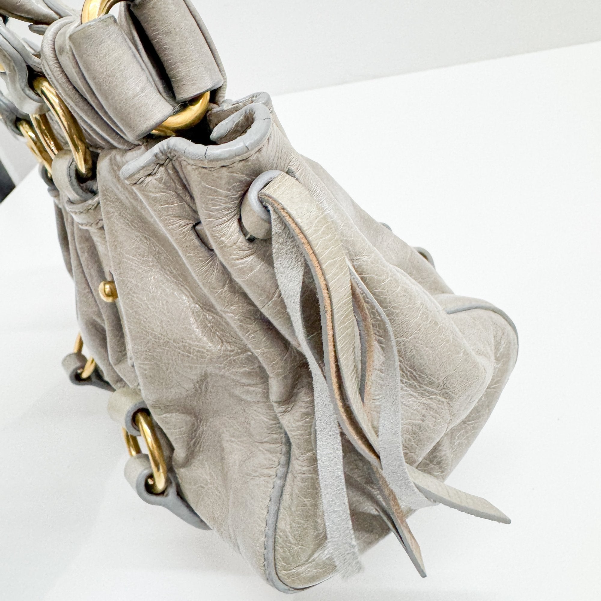 Mini Vitello Sage Green Leather Two Way Bag