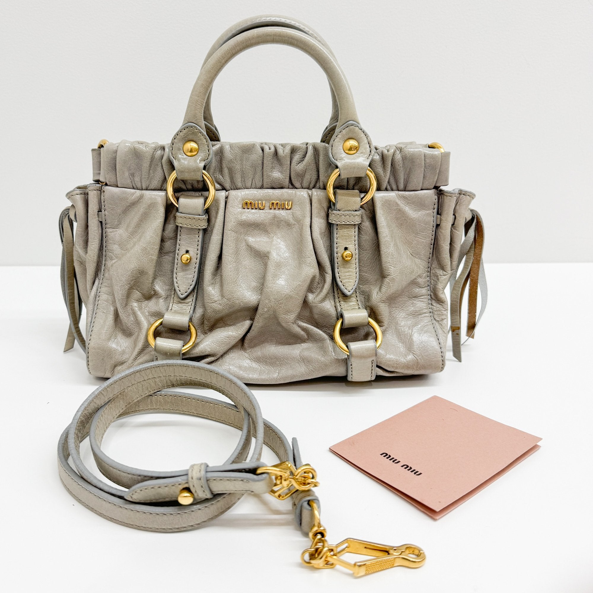 Mini Vitello Sage Green Leather Two Way Bag