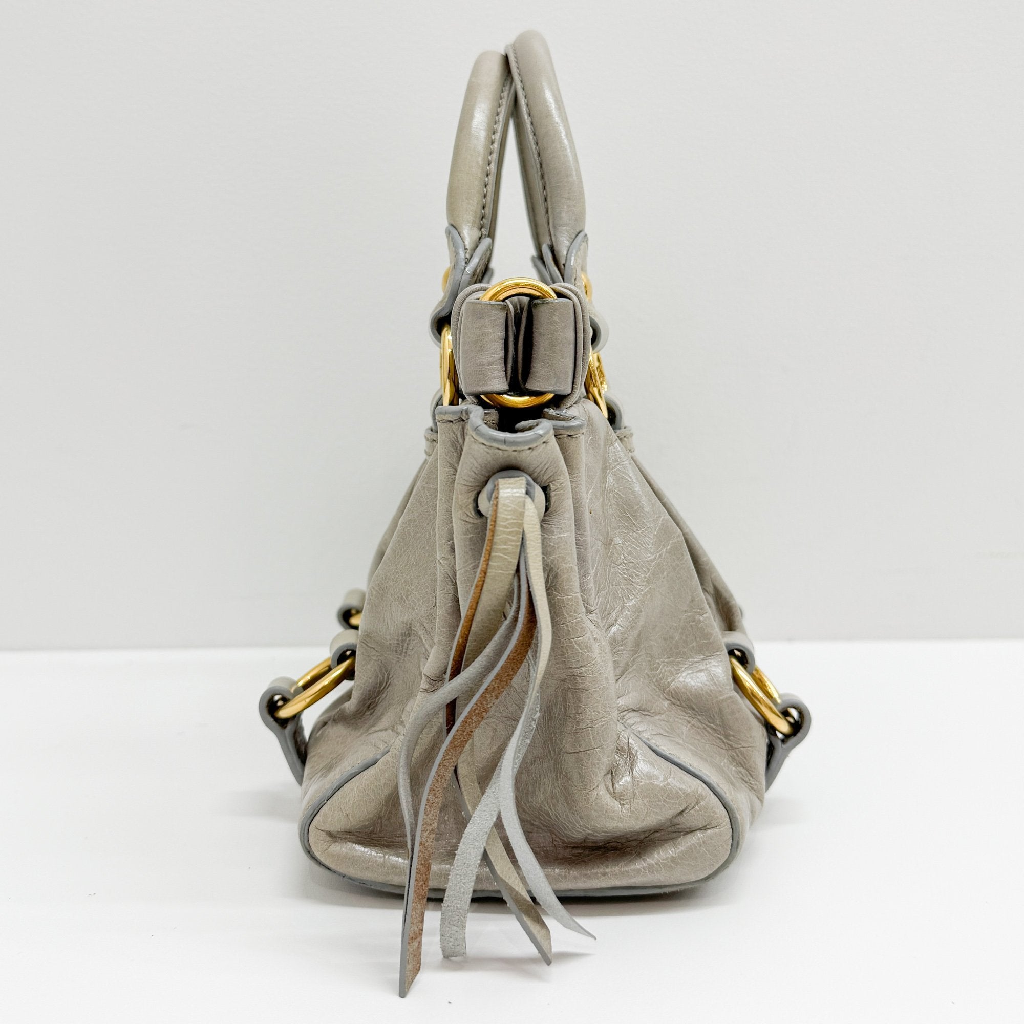 Mini Vitello Sage Green Leather Two Way Bag