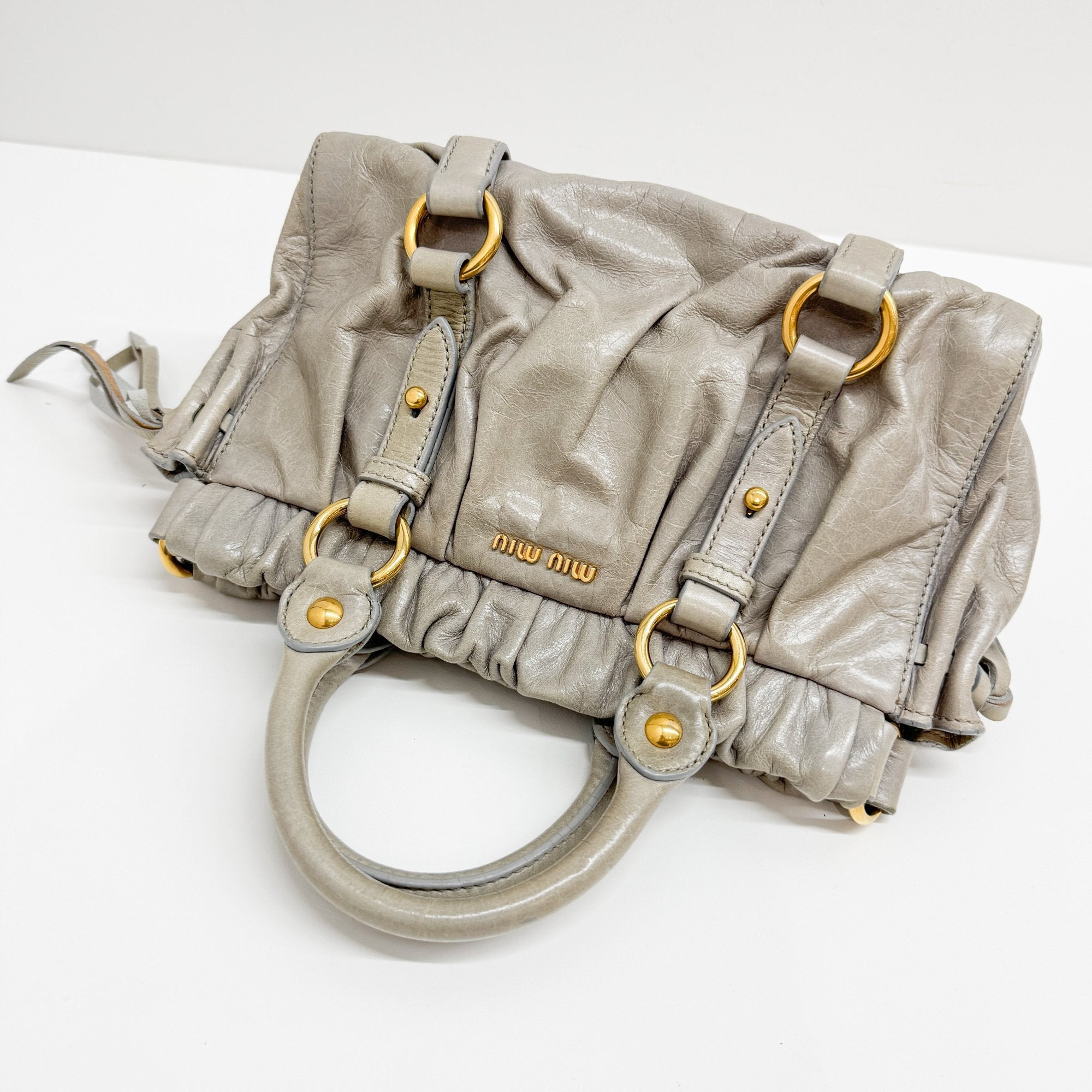 Mini Vitello Sage Green Leather Two Way Bag