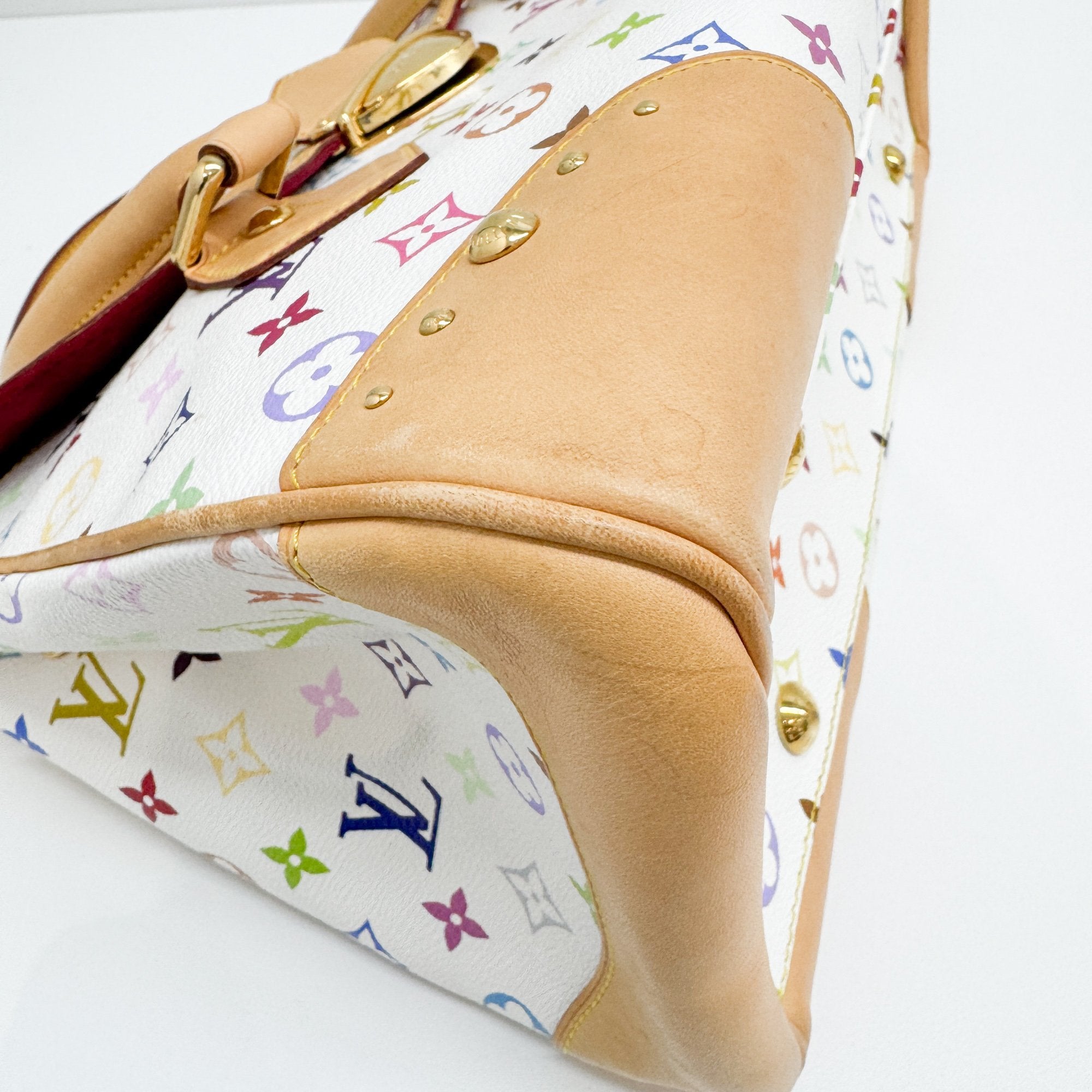 Beverly MM White Monogram Coated Canvas Hand Bag