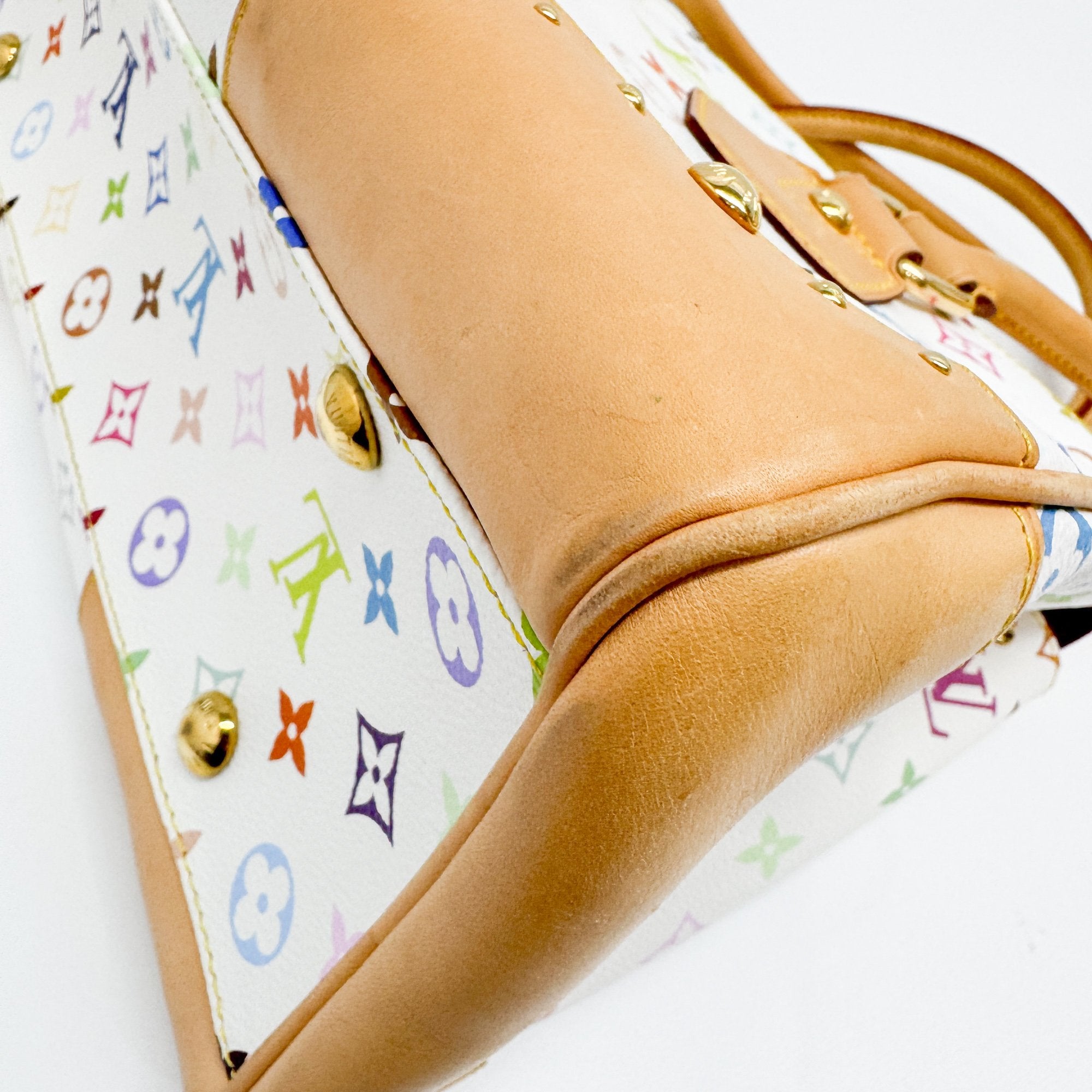 Beverly MM White Monogram Coated Canvas Hand Bag