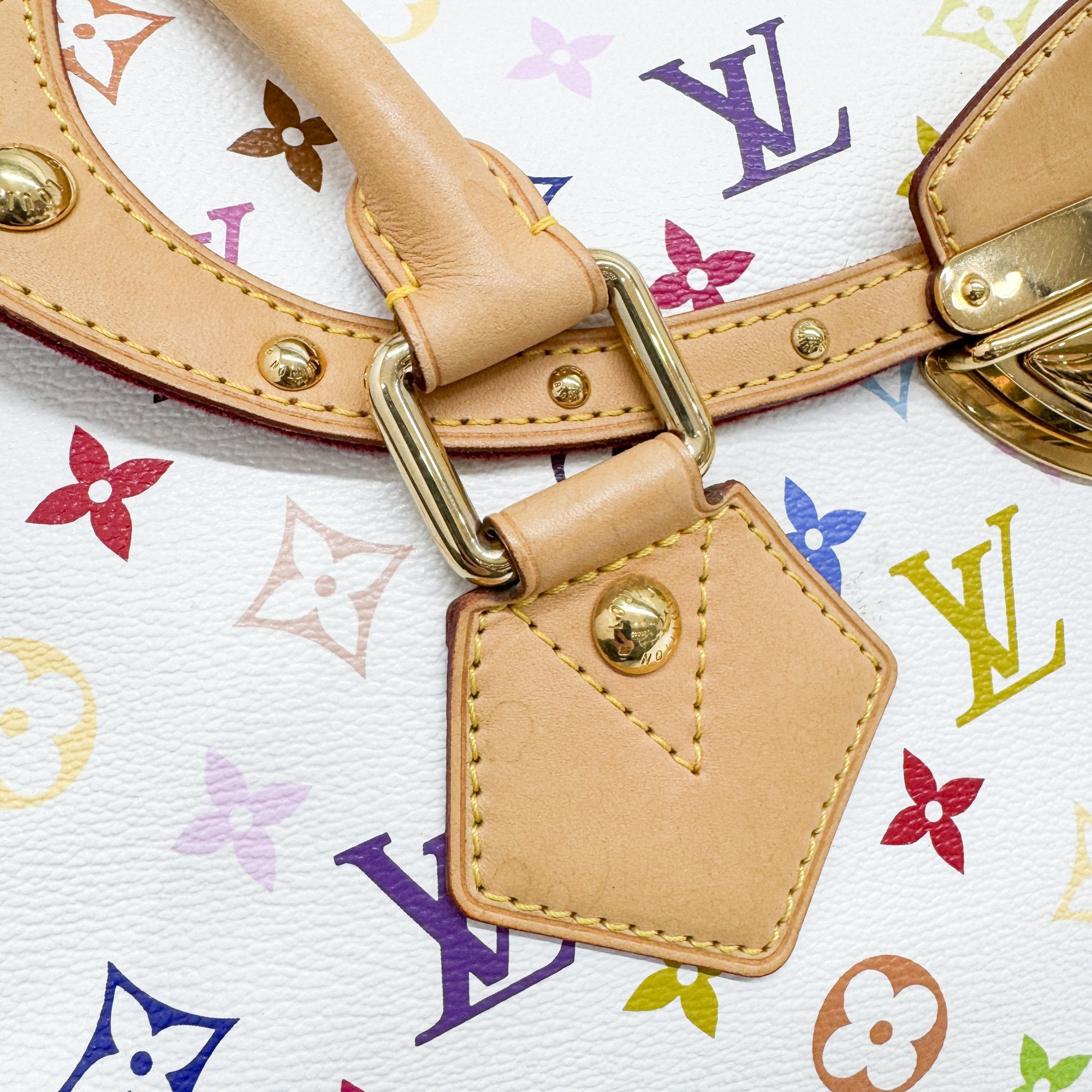 Beverly MM White Monogram Coated Canvas Hand Bag