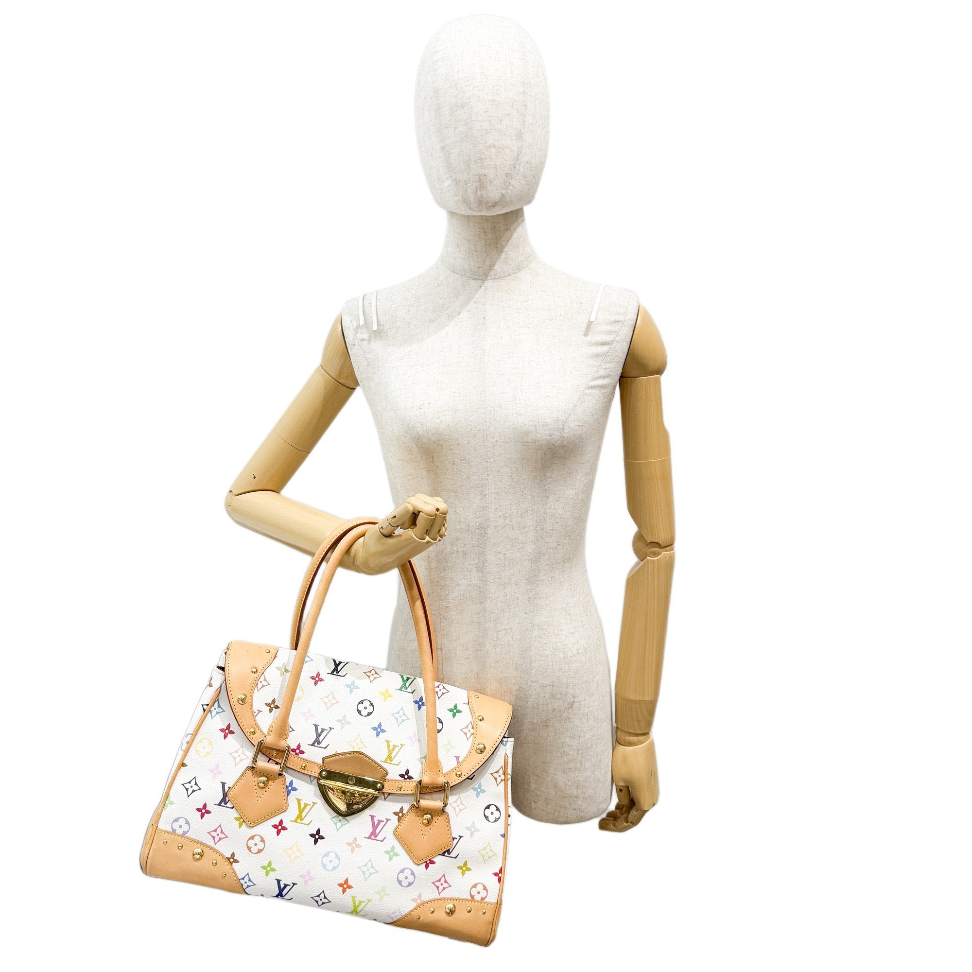 Beverly MM White Monogram Coated Canvas Hand Bag