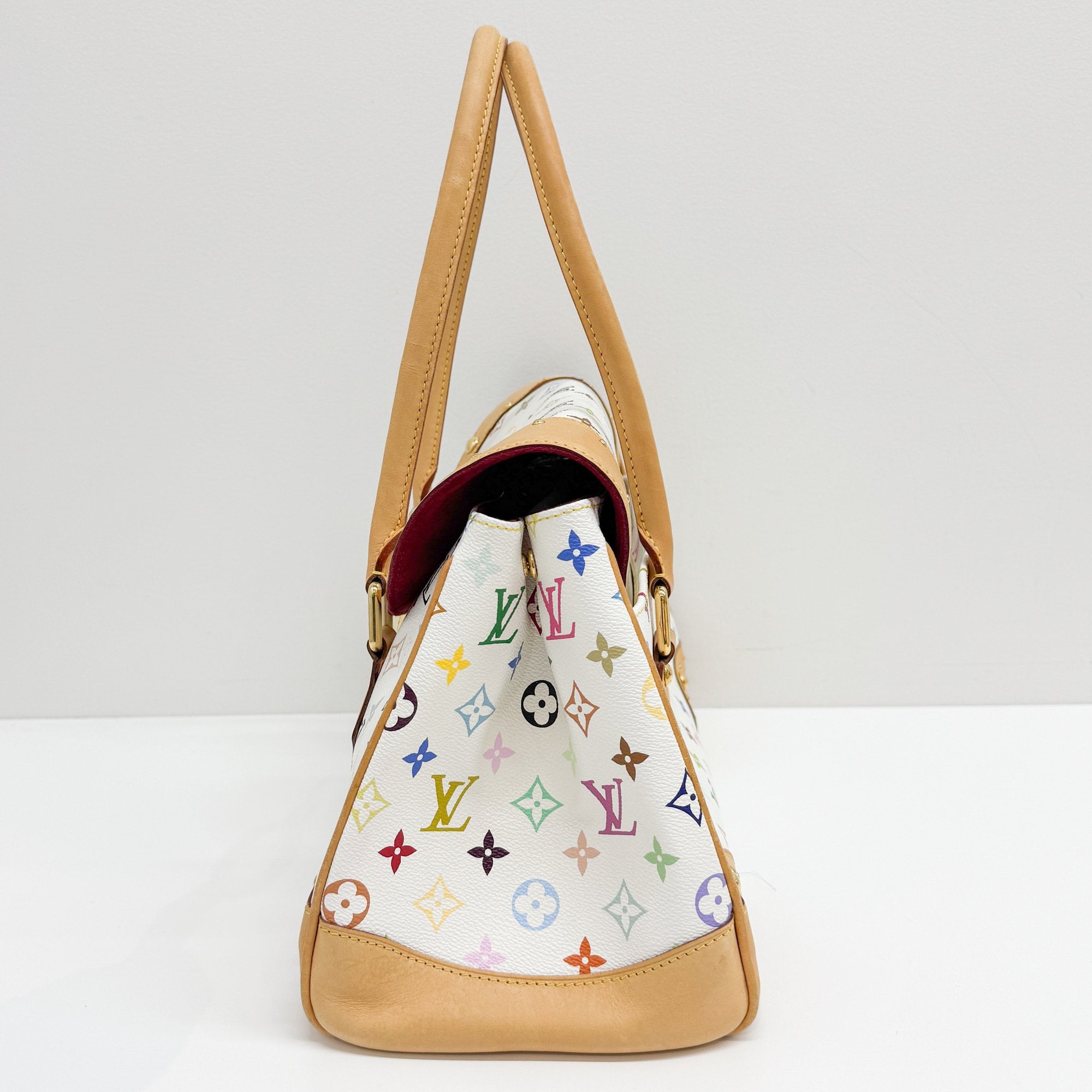 Beverly MM White Monogram Coated Canvas Hand Bag